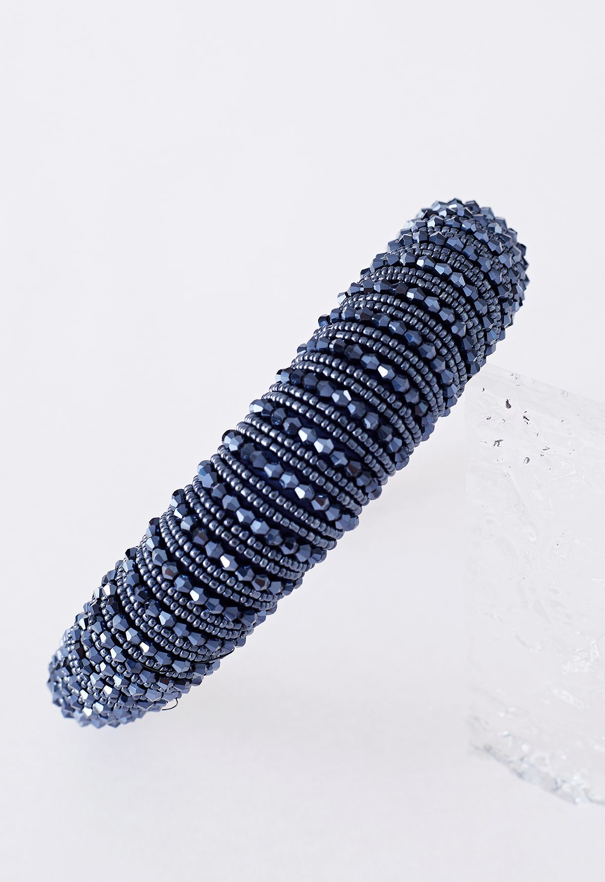 Bandeau en cristal avec strass complet en bleu marine
