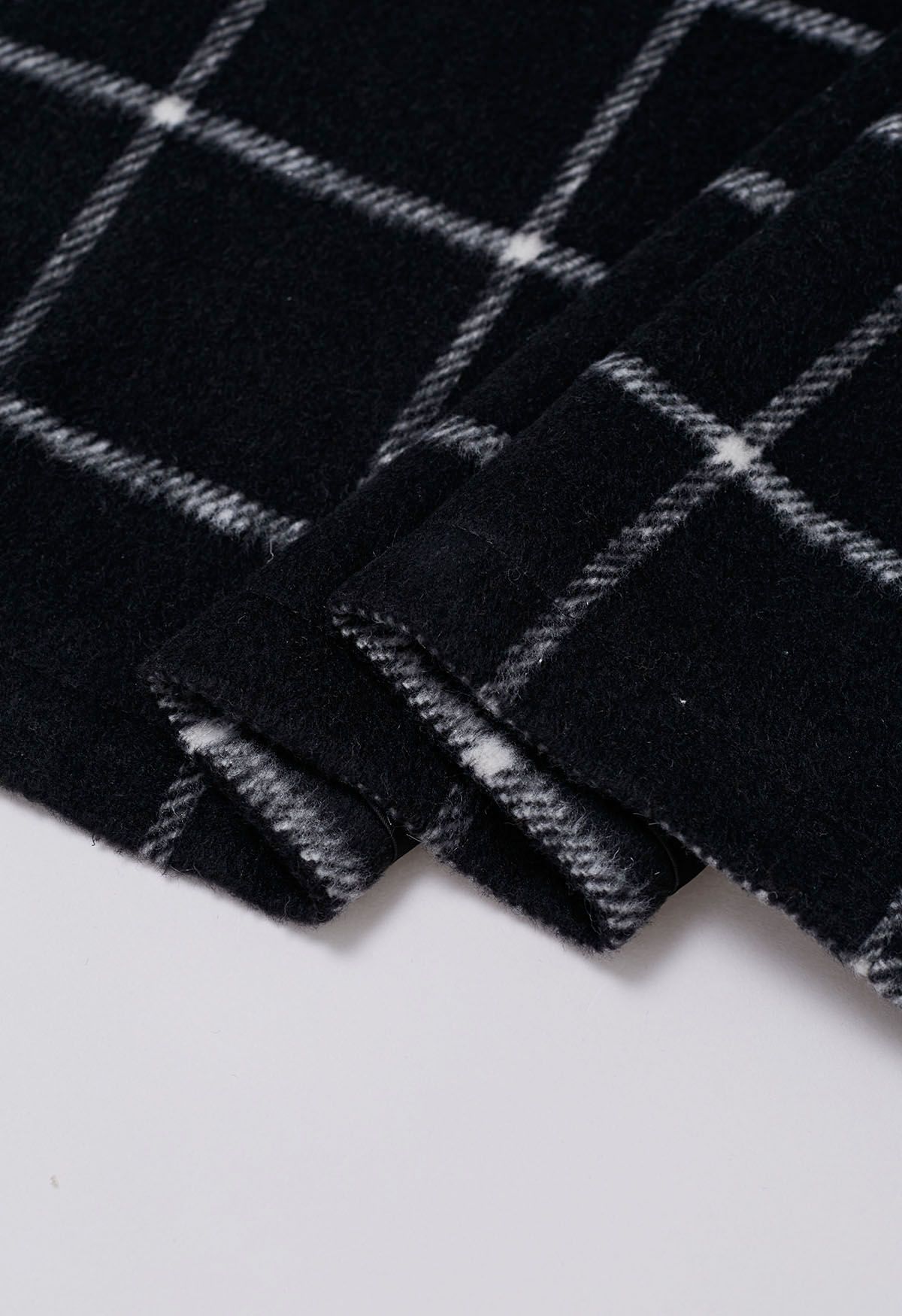 Manteau ouvert à carreaux en laine mélangée, noir