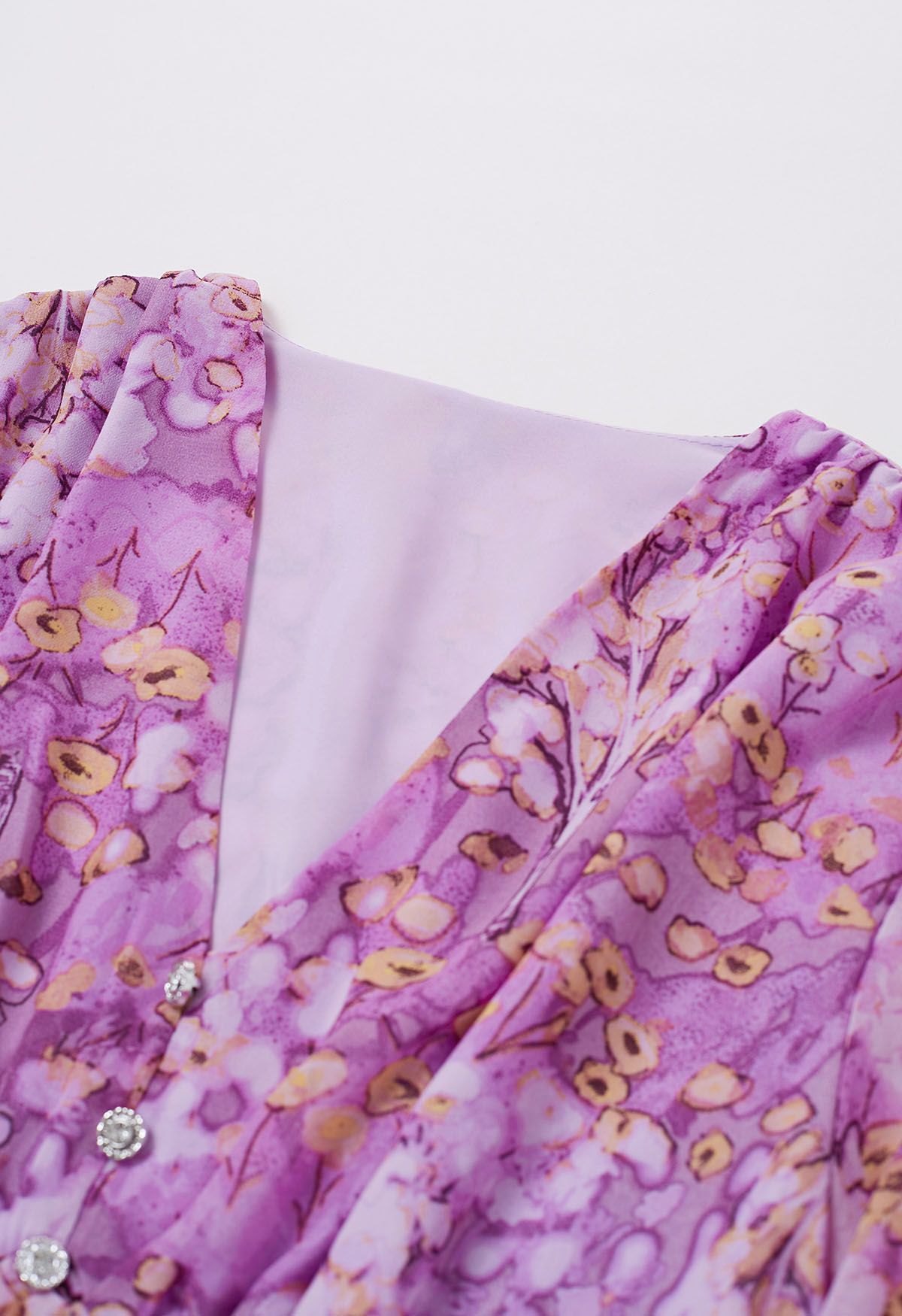 Robe longue en mousseline à volants et imprimé fleuri délicat en rose