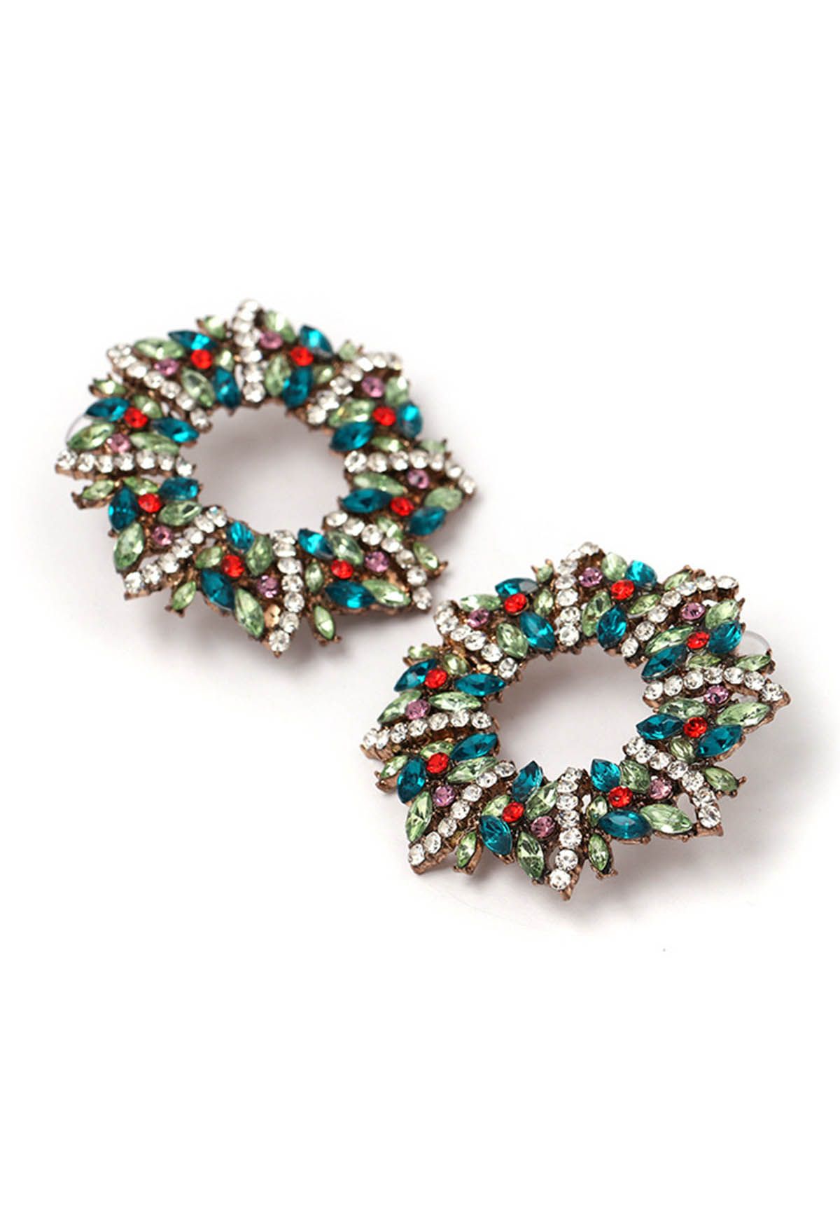 Boucles d'oreilles en strass couronne verte