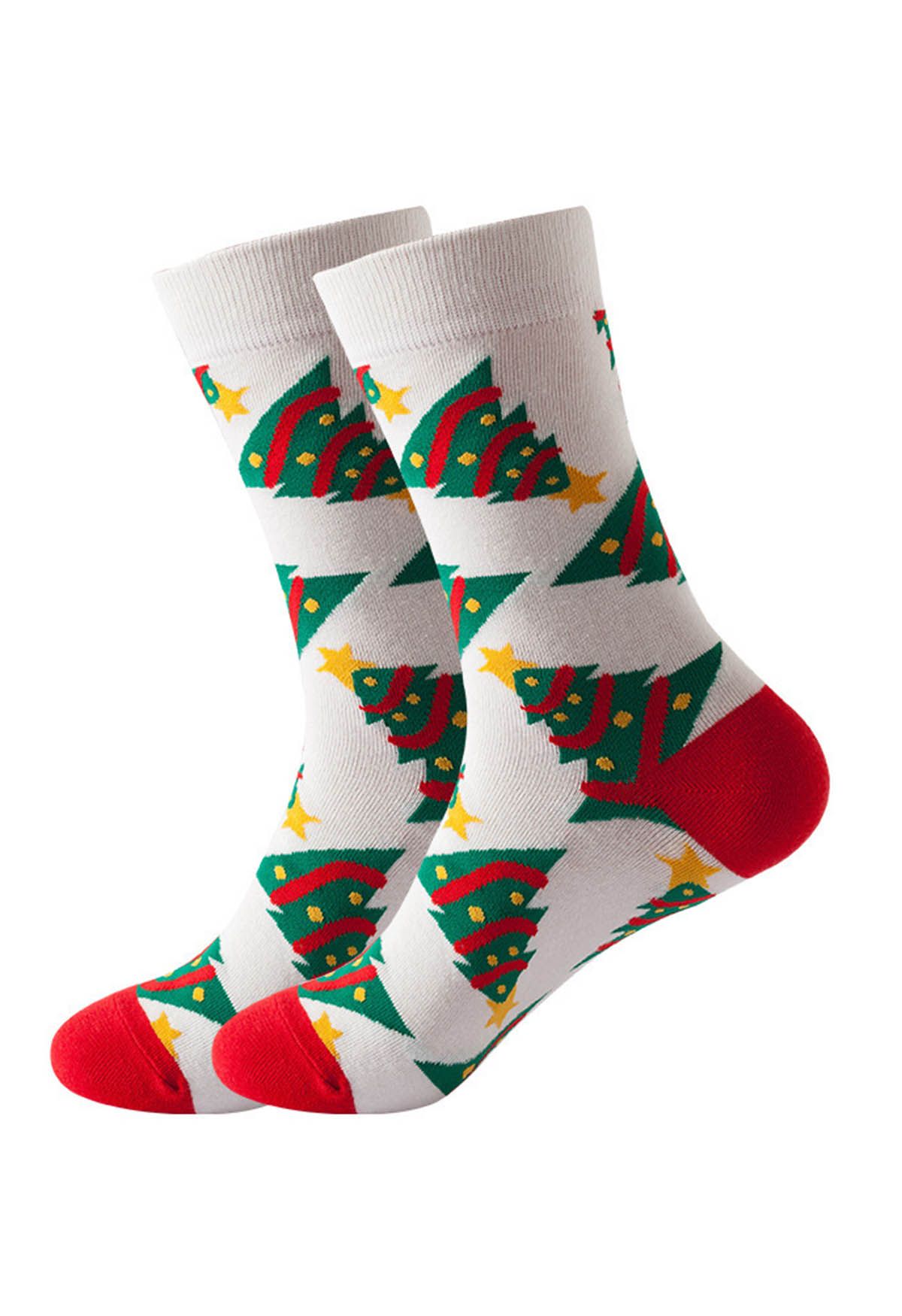 Chaussettes mi-mollet en jacquard Christmas Vibe en blanc