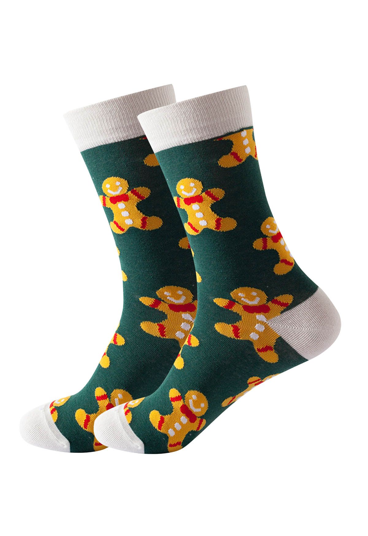 Chaussettes mi-mollet en jacquard Christmas Vibe en émeraude