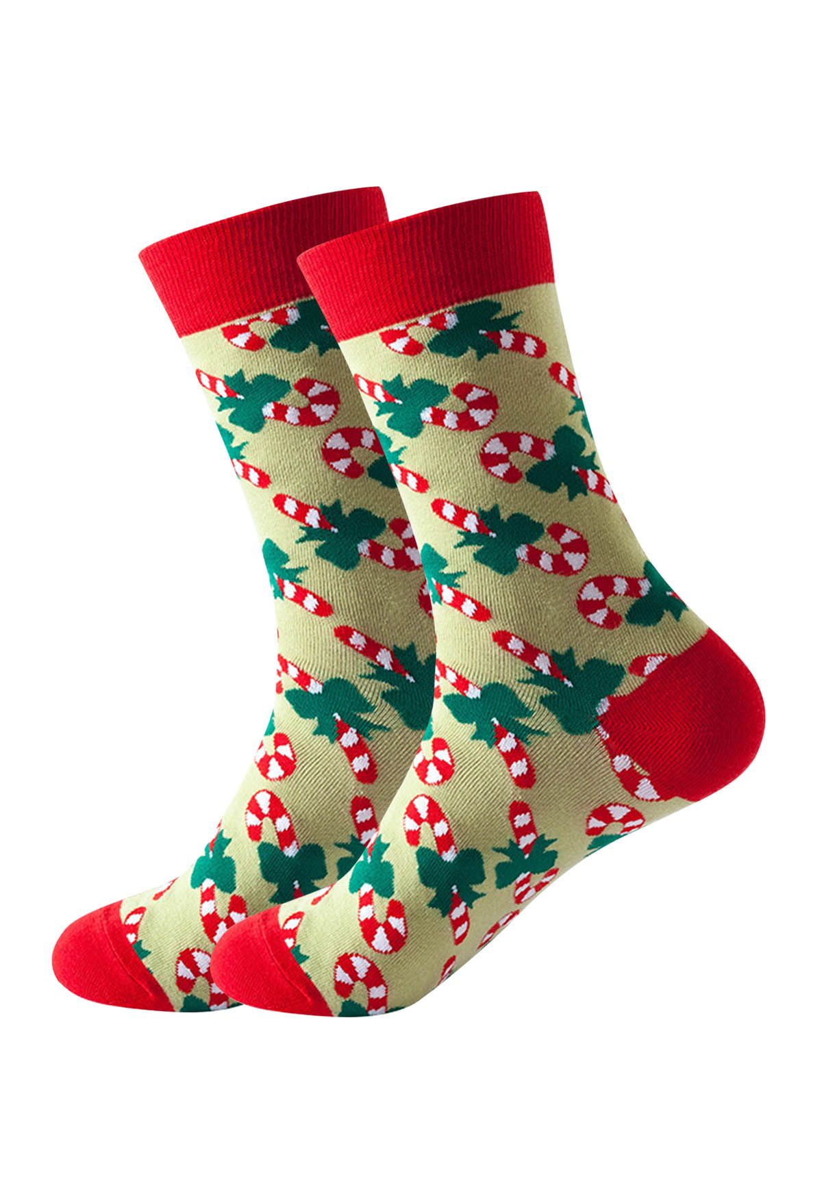 Chaussettes en jacquard Christmas Vibe en vert pois