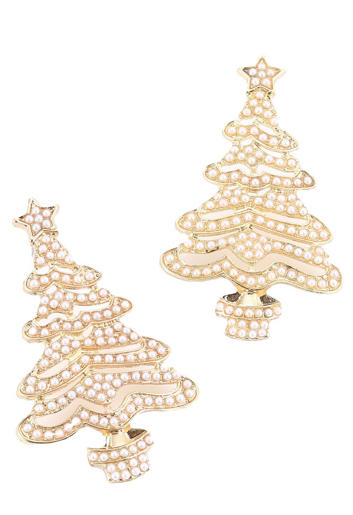 Boucles d'oreilles éblouissantes en forme d'arbre de Noël avec perles