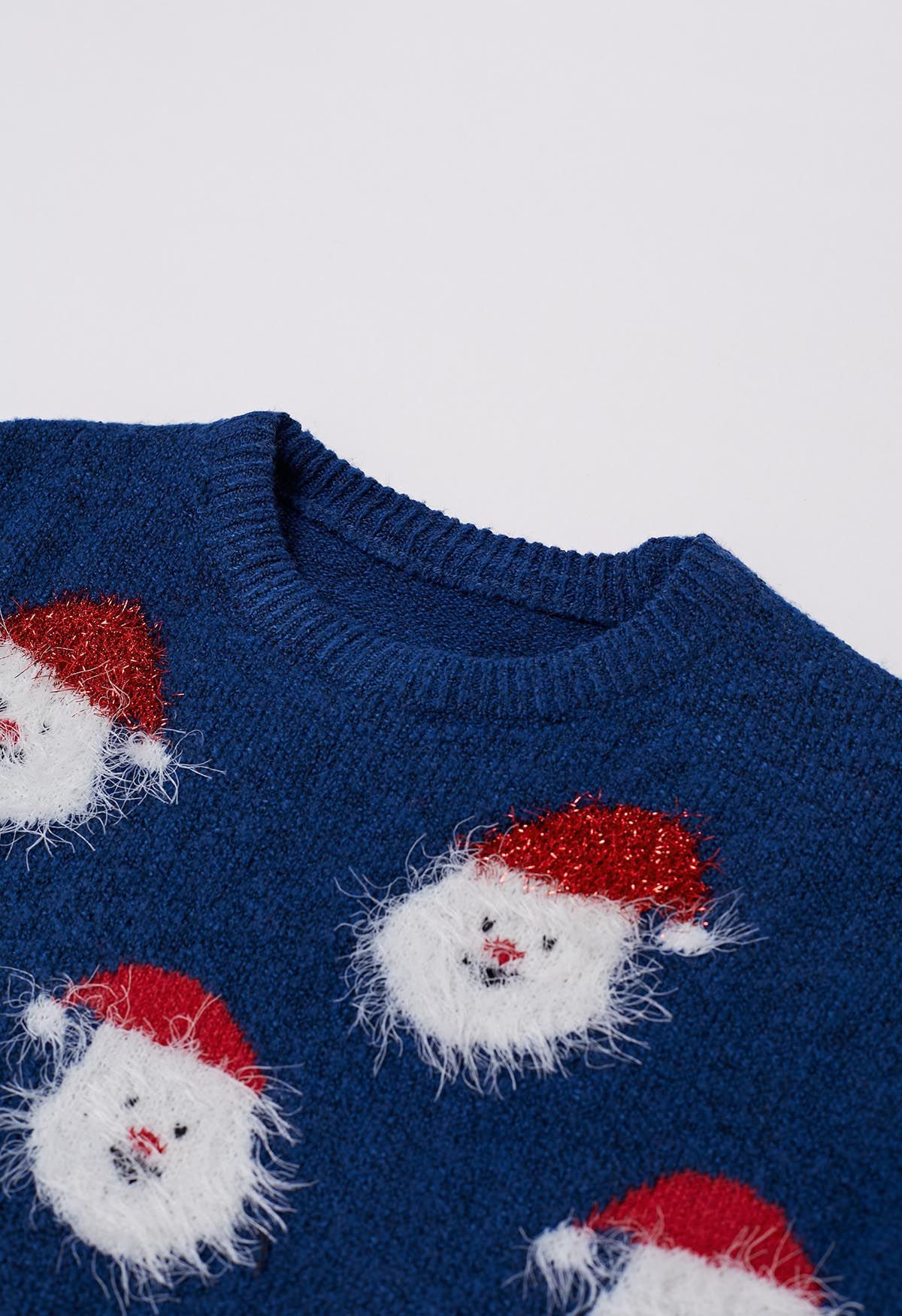 Haut en tricot flou du Père Noël en indigo