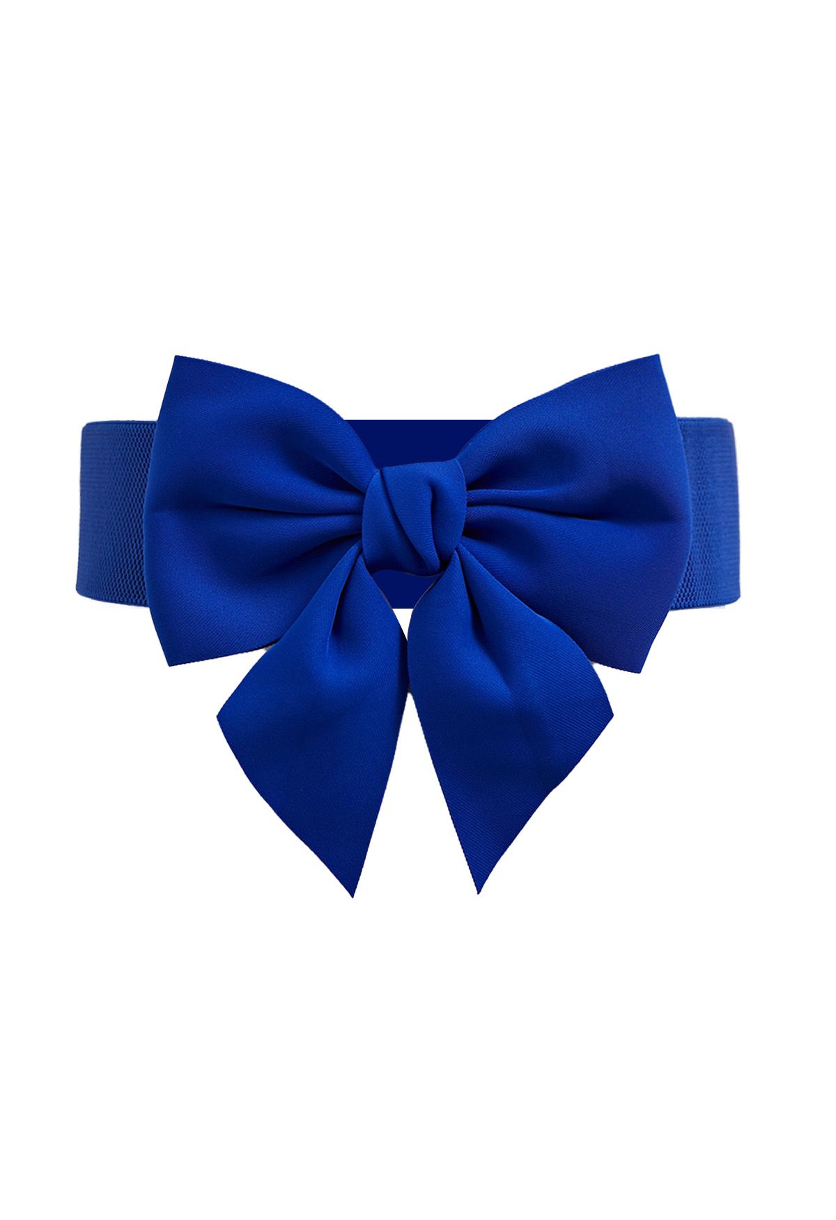 Ceinture corset extensible à nœud papillon de couleur unie en bleu