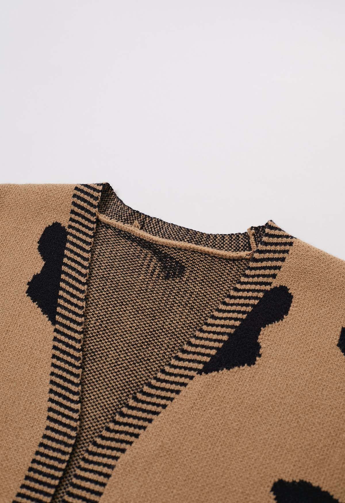 Cardigan en tricot ouvert sur le devant à motif léopard