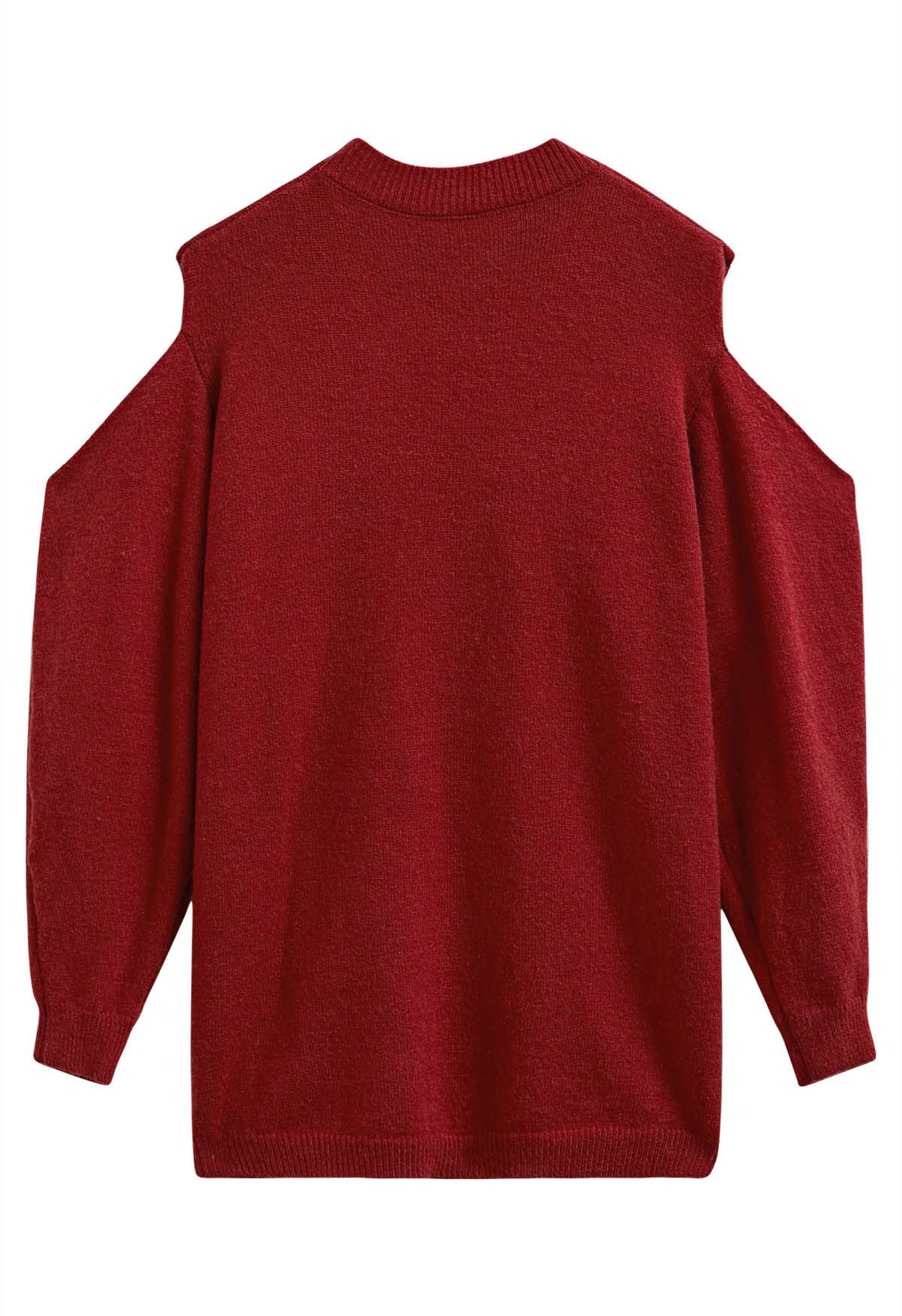 Pull en tricot à épaules dénudées et nœud papillon en rouge