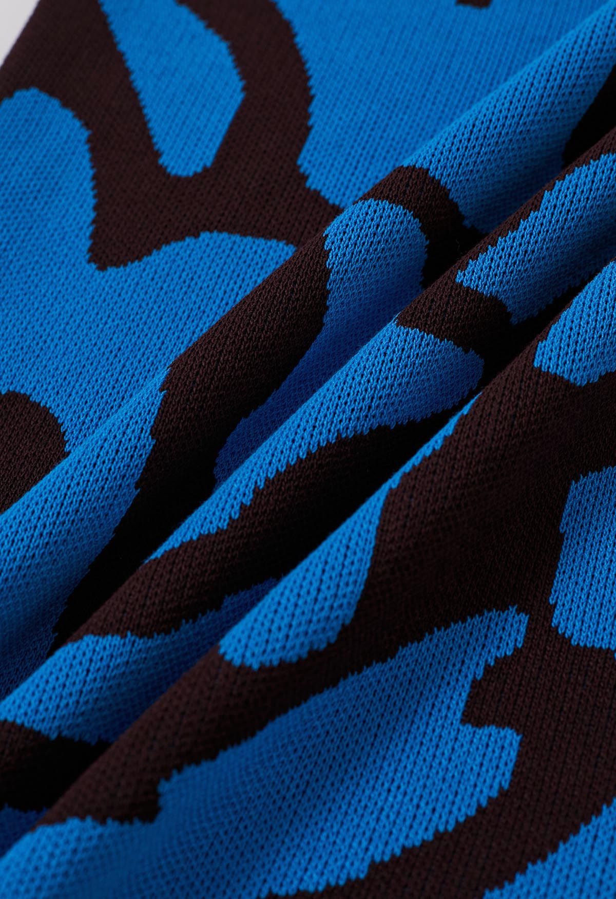 Robe longue ajustée en tricot à imprimé graphique