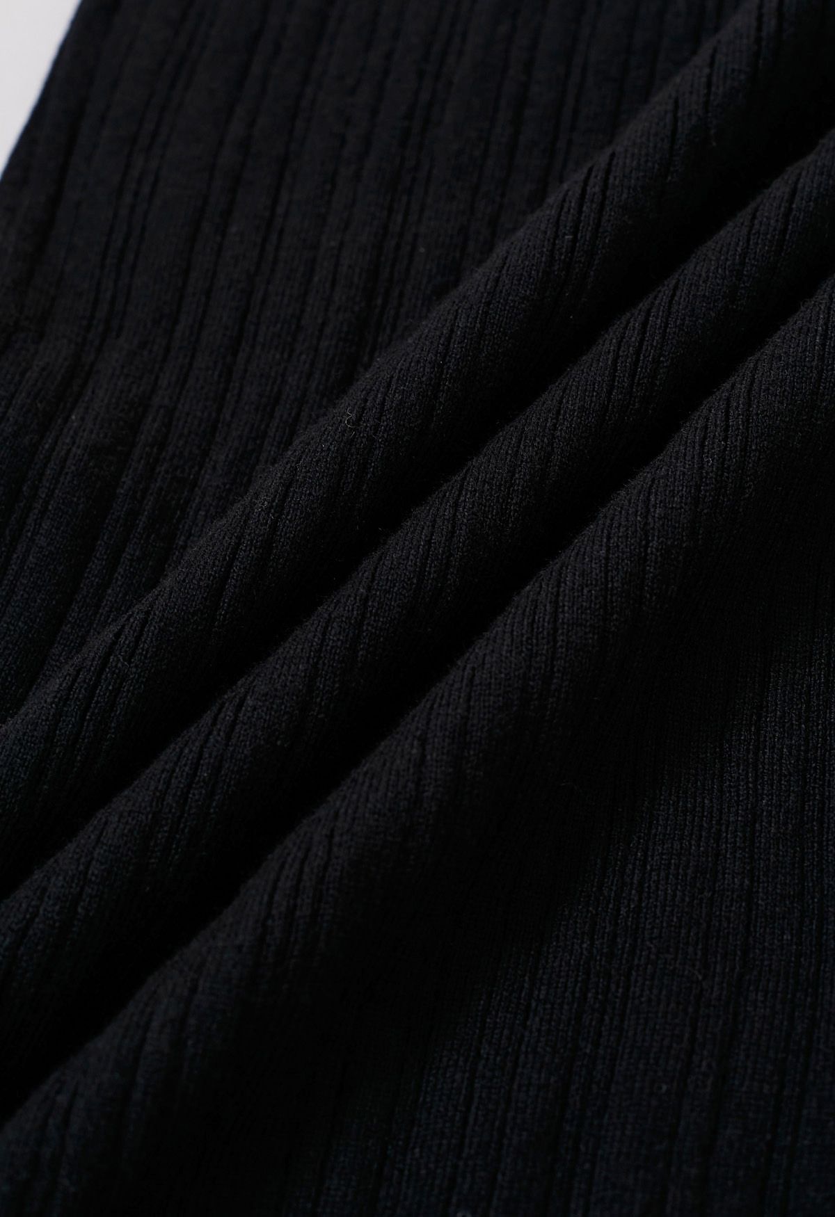 Robe longue ajustée en tricot texturé à rayures en noir