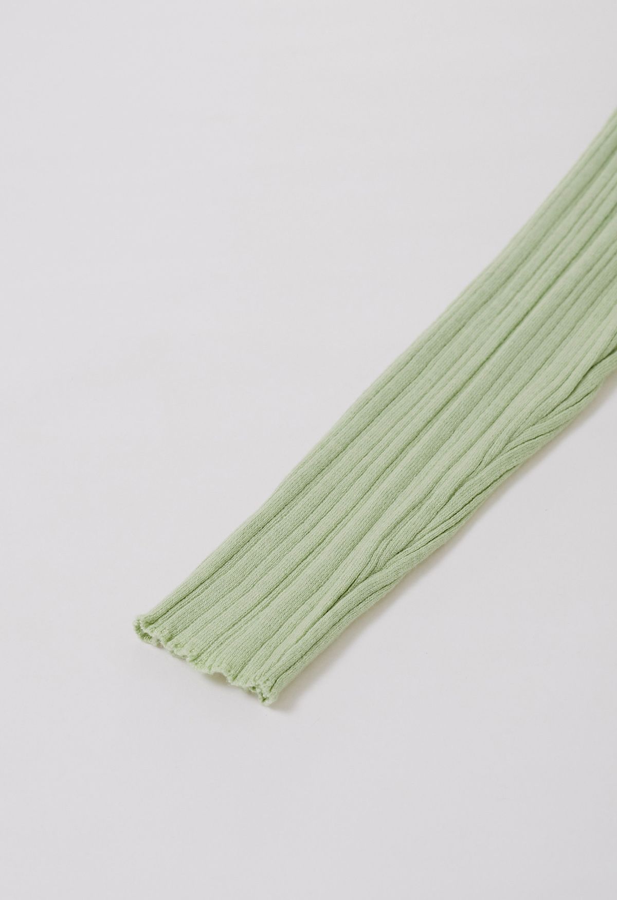 Robe longue ajustée en tricot texturé à rayures, pistache