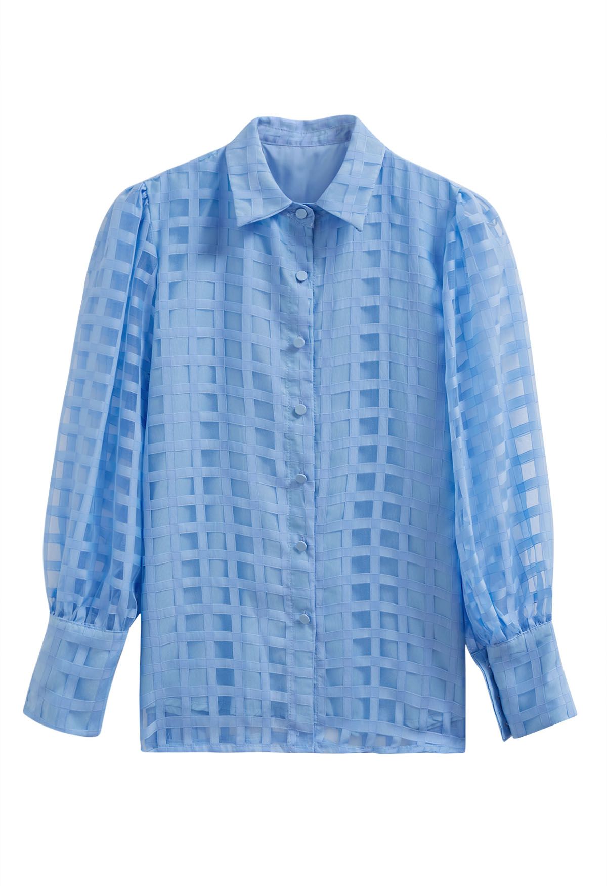 Chemise boutonnée à motif à carreaux en bleu