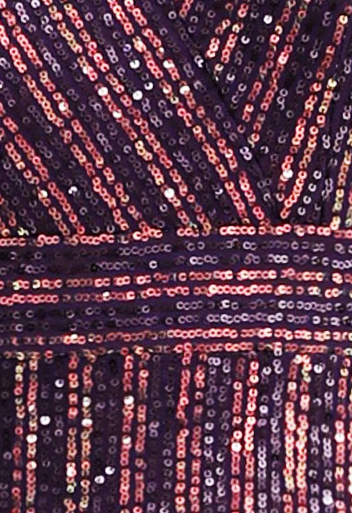 Ravissante robe sirène à paillettes et col en V en violet