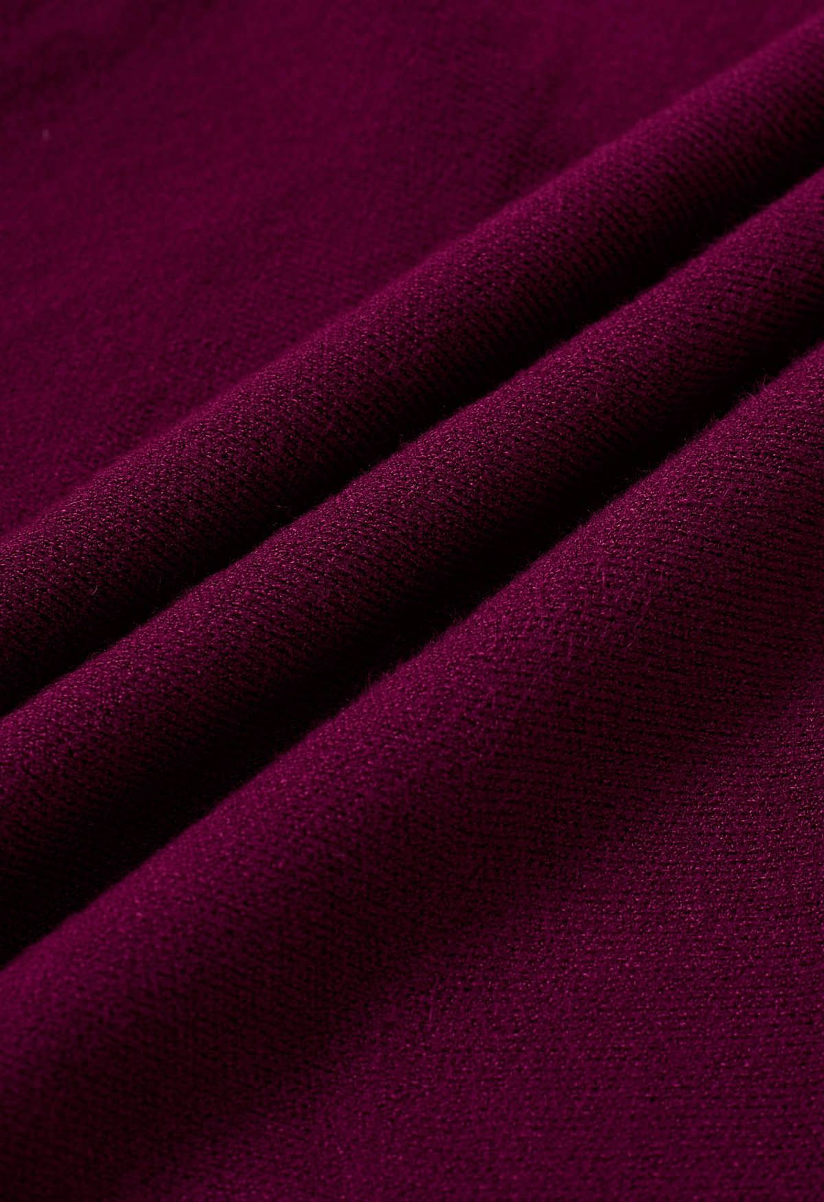 Jupe mi-longue en tricot à ourlet volanté en violet
