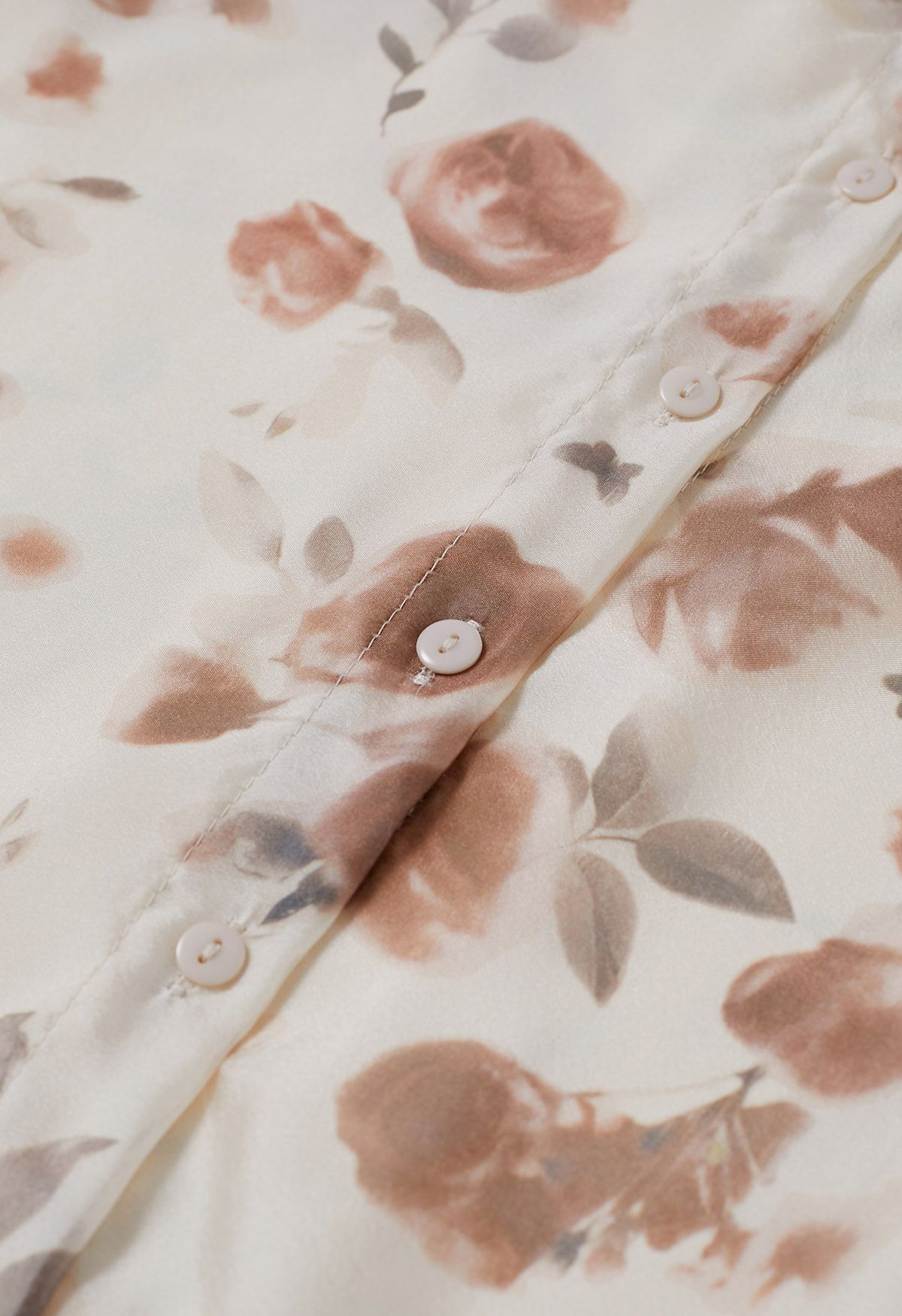 Chemise transparente à nœud papillon rose inspirée de l'automne
