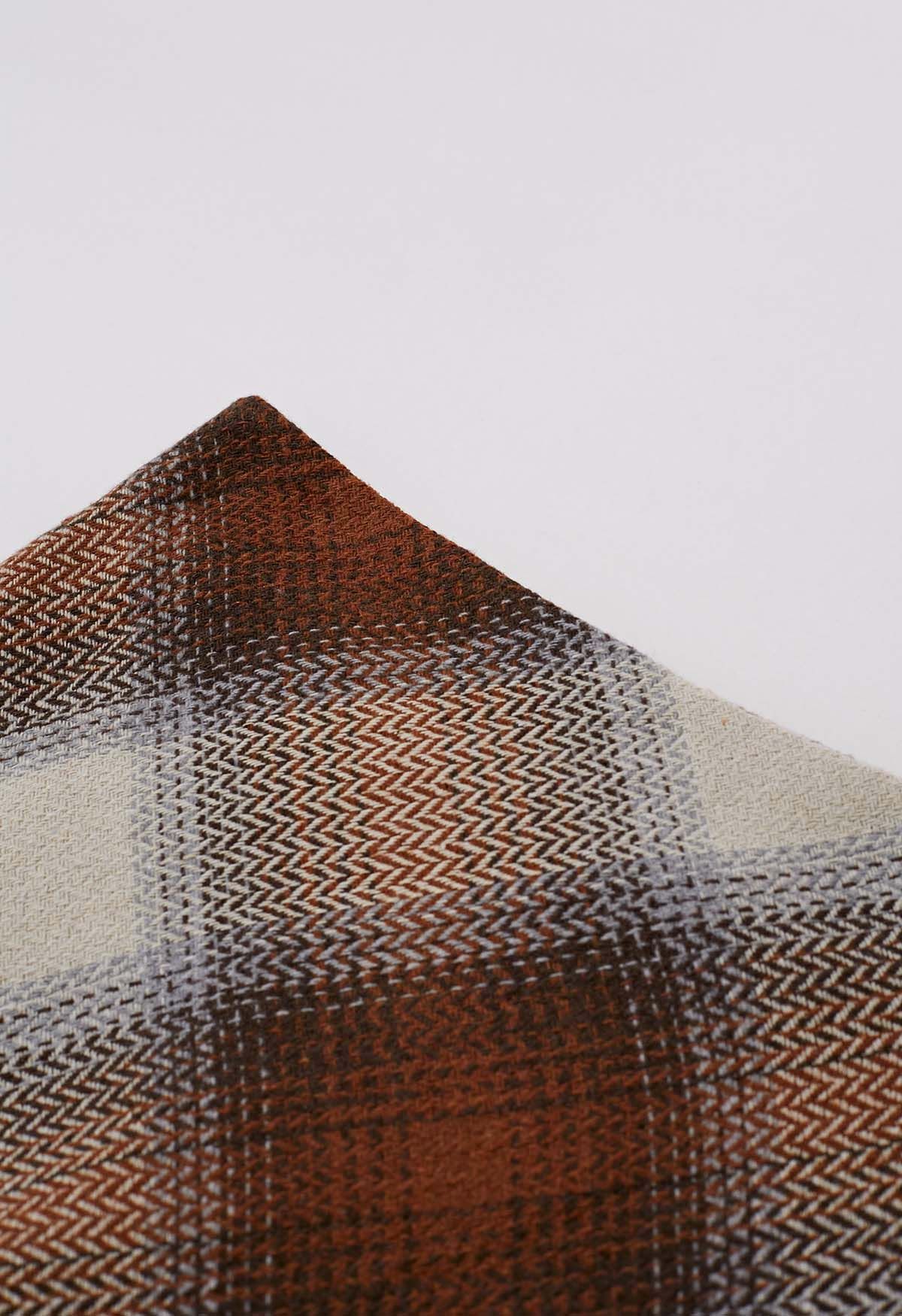 Mini-jupe en laine mélangée à motif écossais exquis