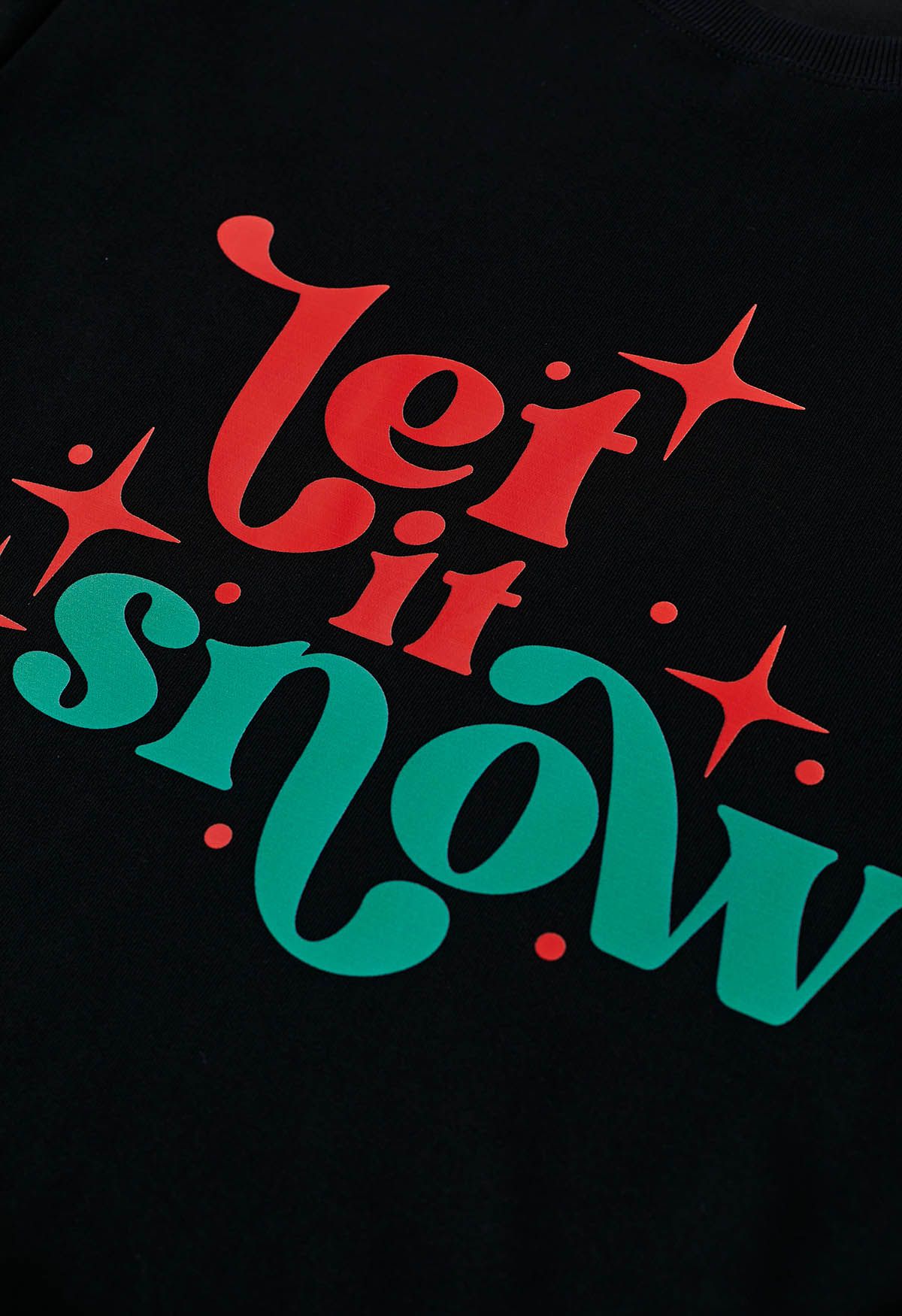 Sweat-shirt imprimé Let It Snow en noir