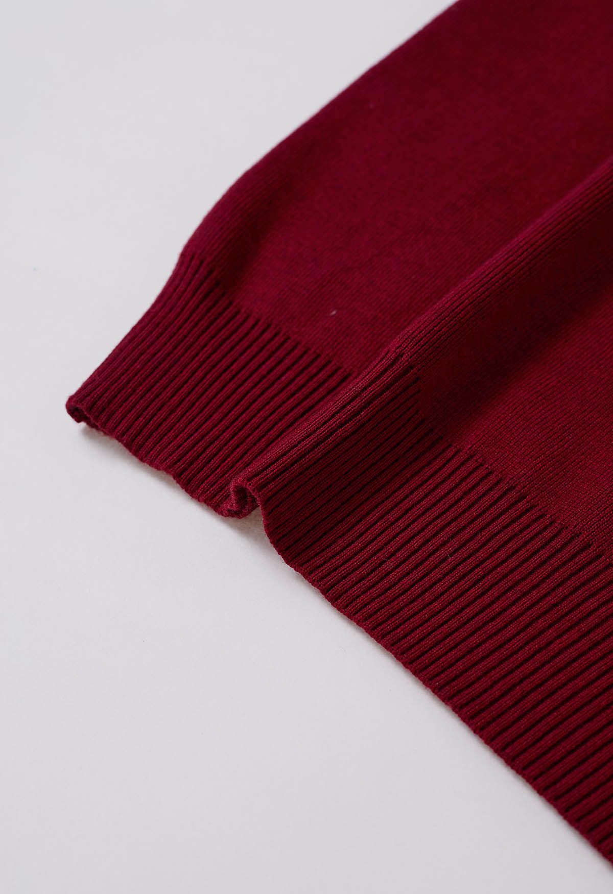 Haut en tricot séduisant avec nœud latéral en rouge