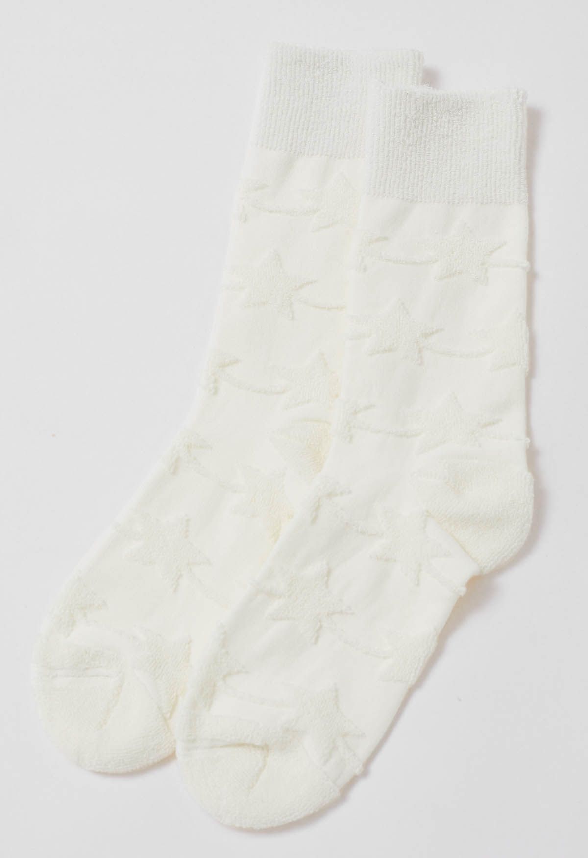 Chaussettes mi-mollet gaufrées Christmas Vibe en blanc