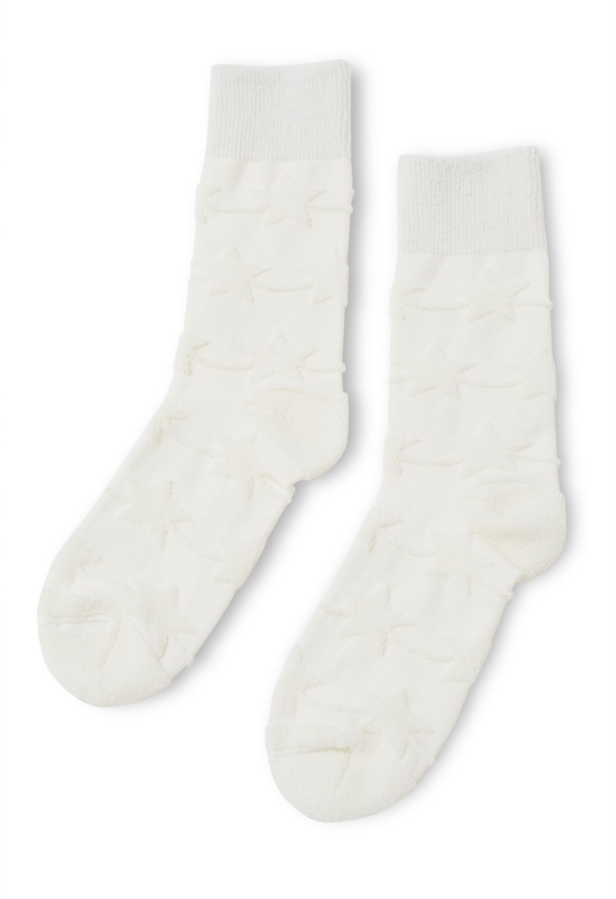 Chaussettes mi-mollet gaufrées Christmas Vibe en blanc