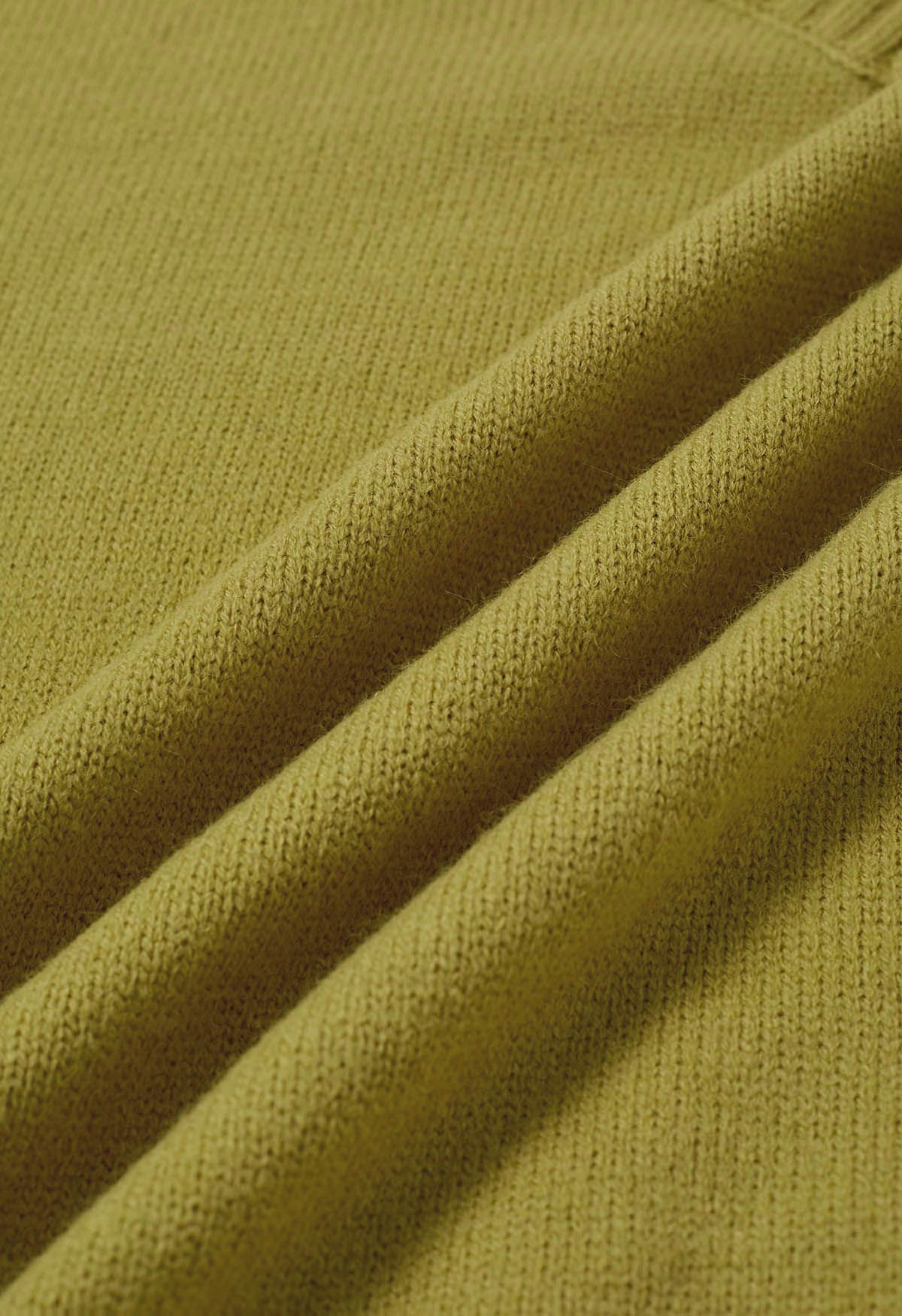 Pull en tricot ample à épaules tombantes et fente latérale en citron vert