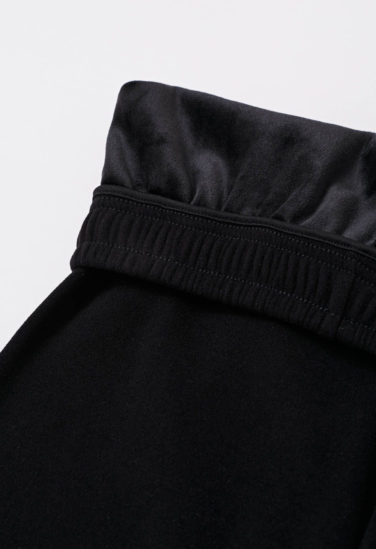 Pantalon de détente confortable à doublure en velours en noir