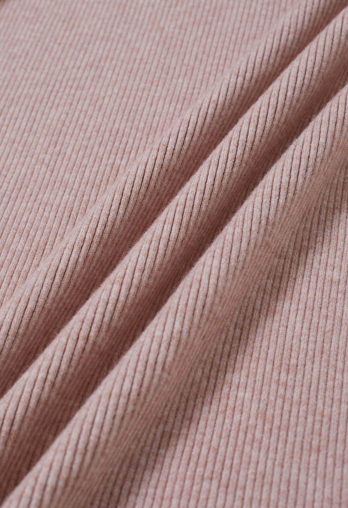 Ensemble robe et boléro en tricot froncé à col licou croisé en rose