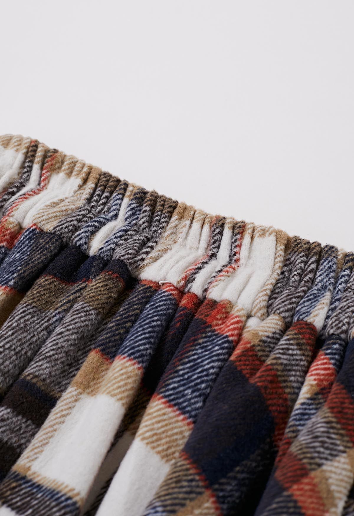 Jupe trapèze en laine mélangée à carreaux multicolores en gris