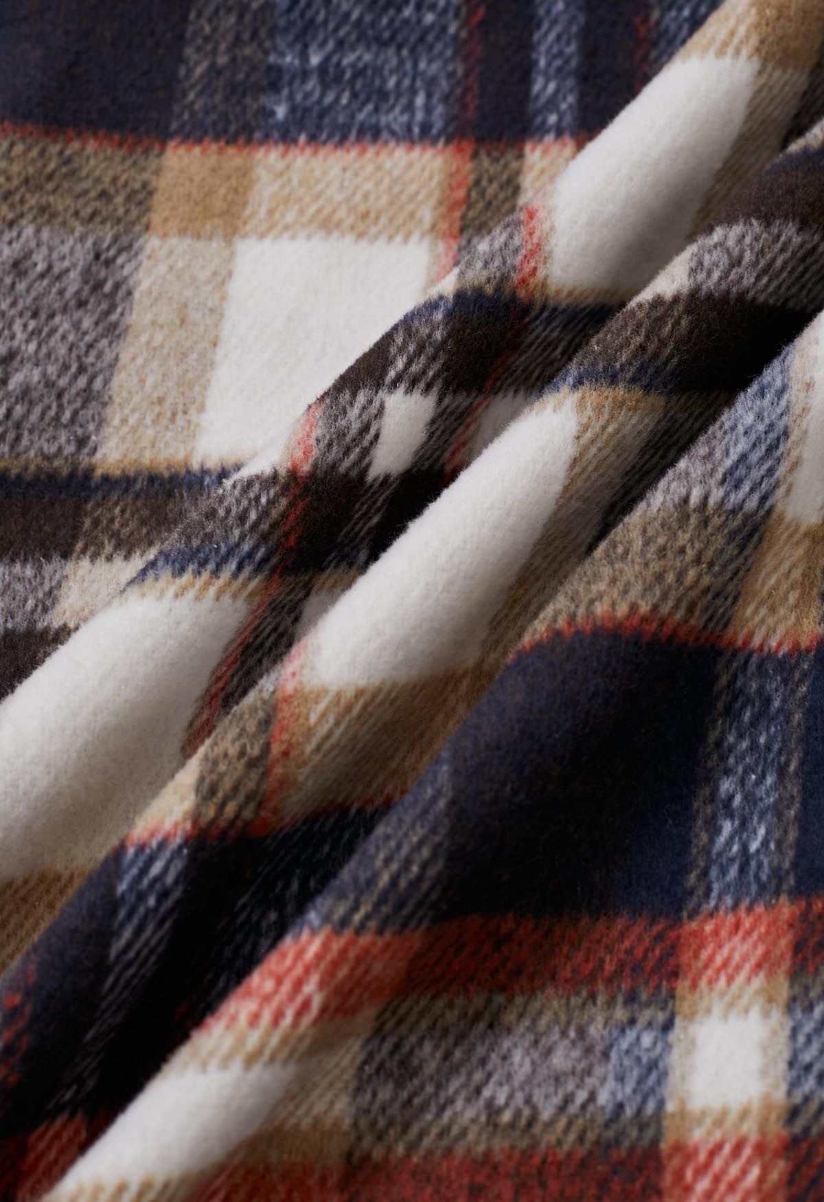 Jupe trapèze en laine mélangée à carreaux multicolores en gris