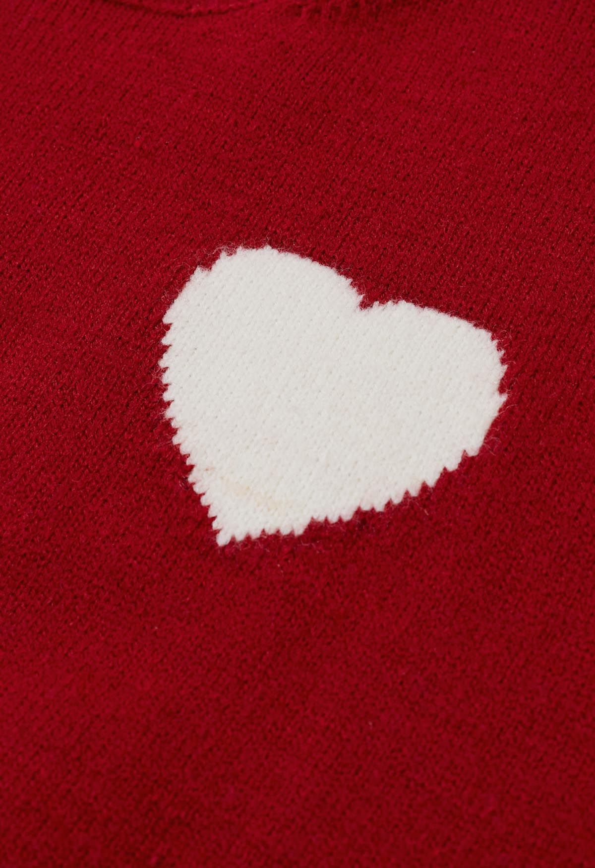 Pull en tricot confortable Sweet Heart en rouge