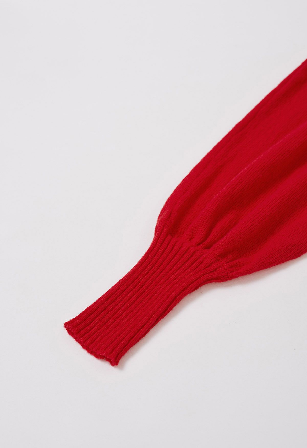 Merry - Pull en tricot à col roulé et manches chauve-souris en rouge