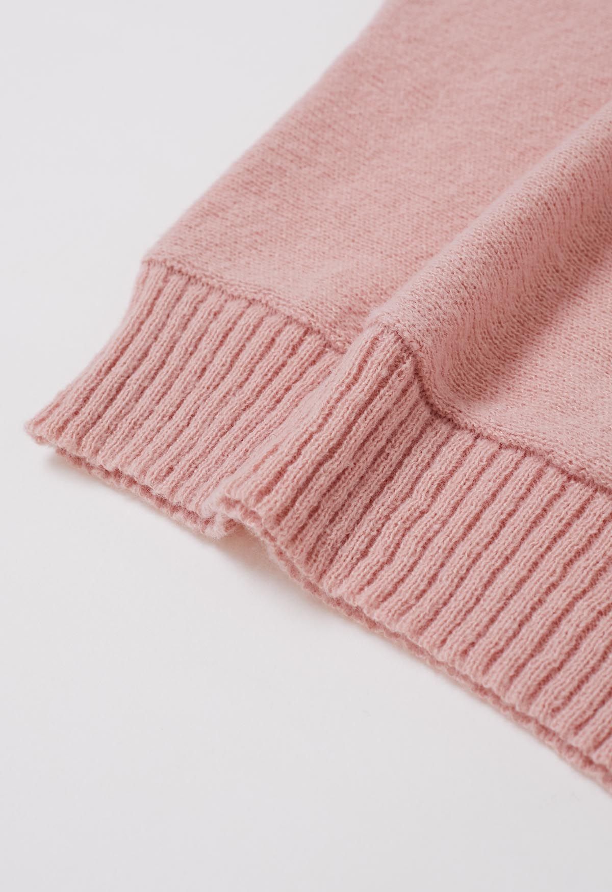 Merry - Pull en tricot à col roulé et manches chauve-souris en rose