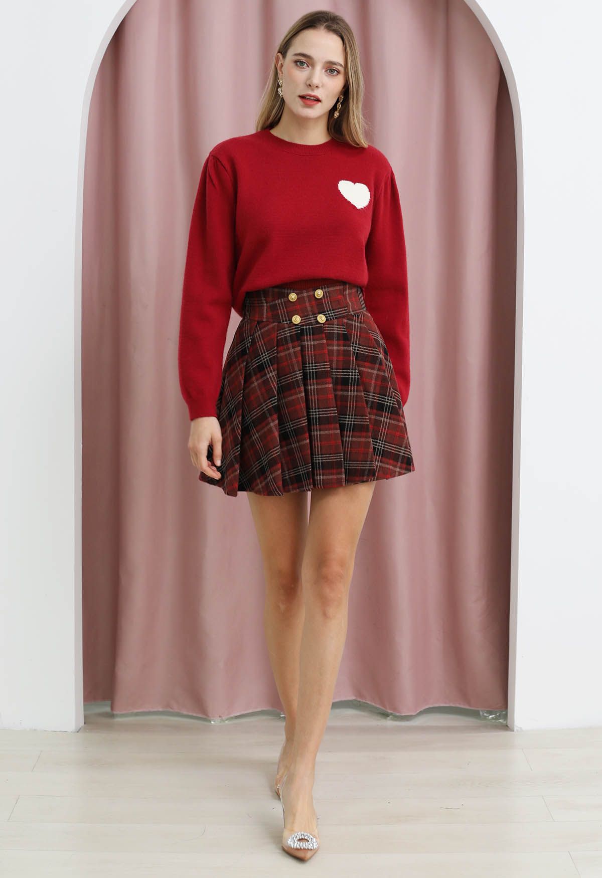 Pull en tricot confortable Sweet Heart en rouge