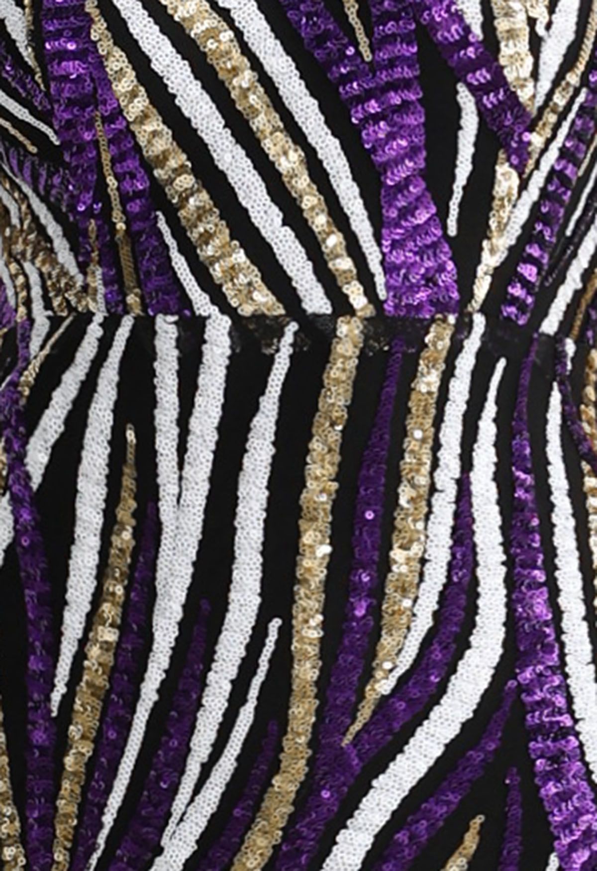 Robe caraco sirène à sequins multicolores et col en V en violet