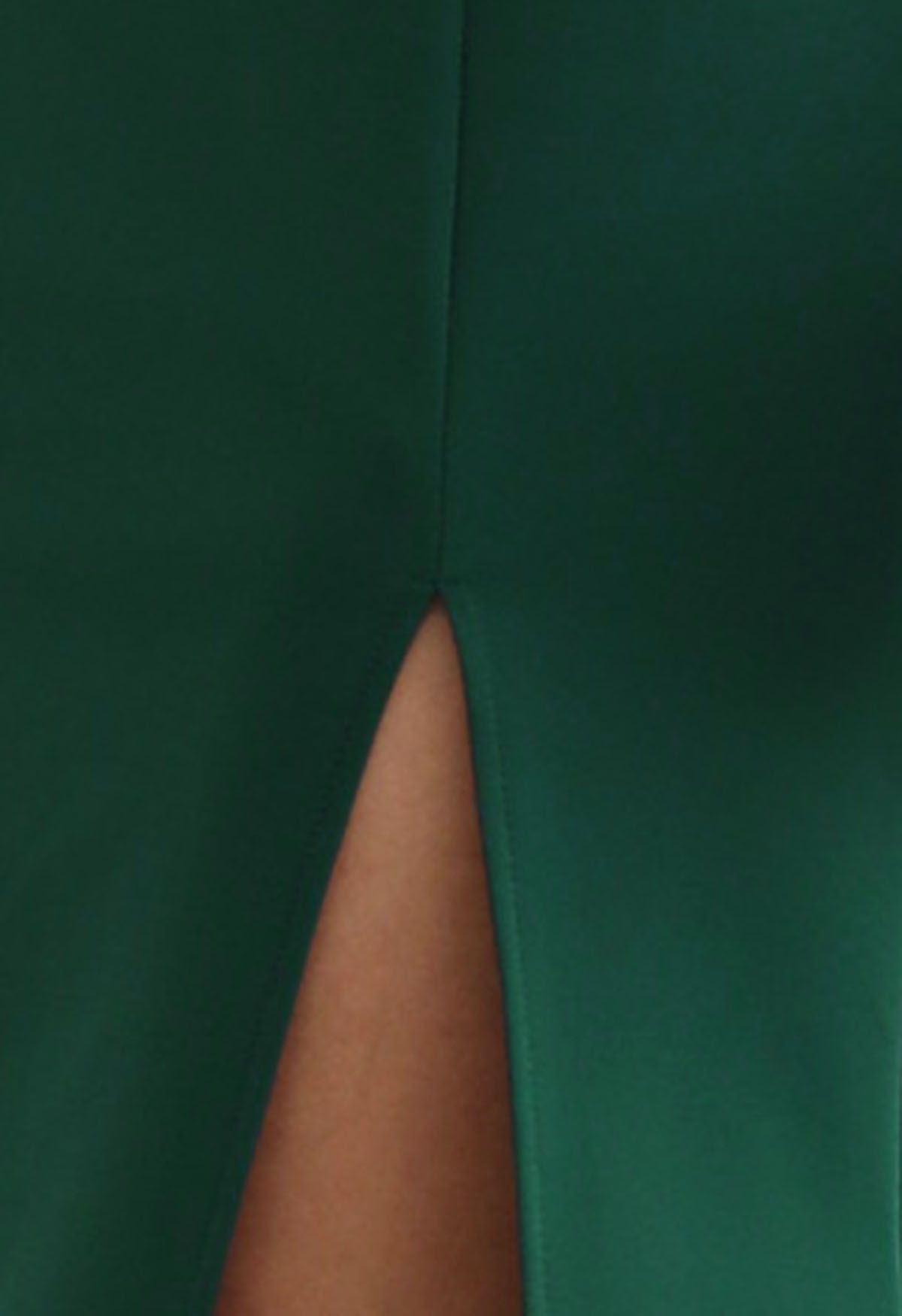 Robe longue fendue haute à épaules nouées en vert foncé