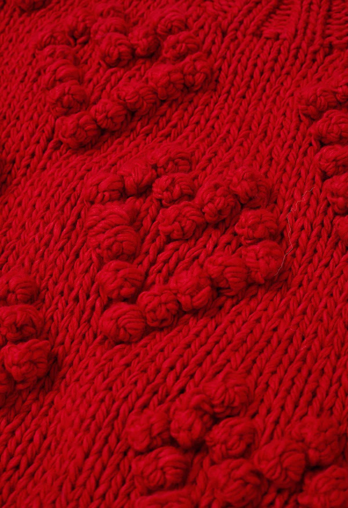 Pull à col roulé Knit Your Love en rouge