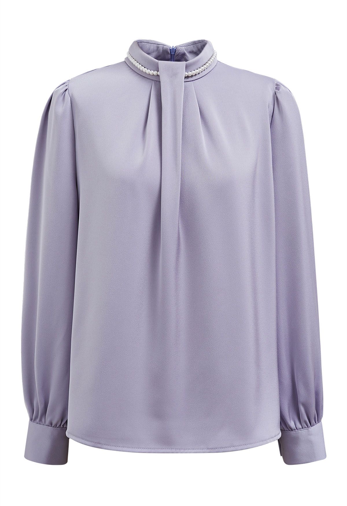 Haut en satin Glam à encolure perlée en lilas