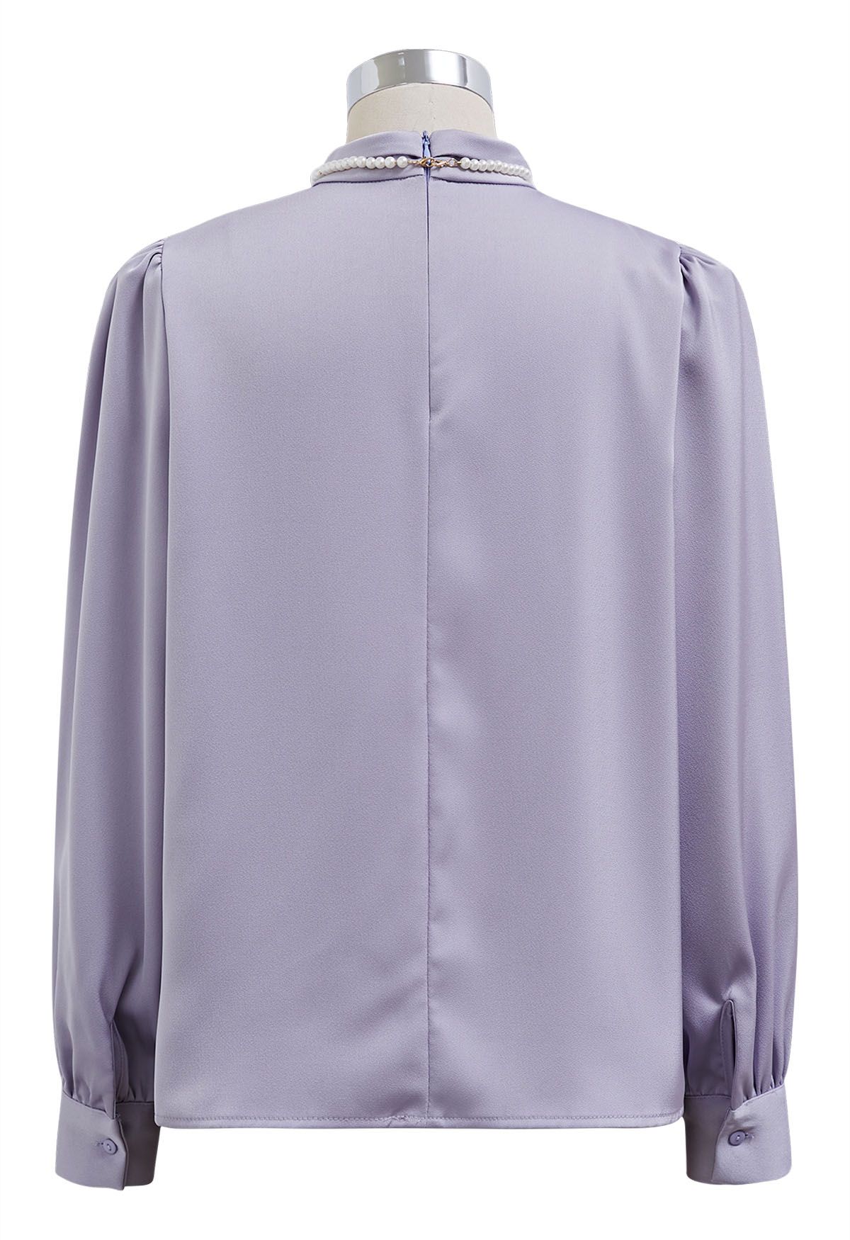 Haut en satin Glam à encolure perlée en lilas