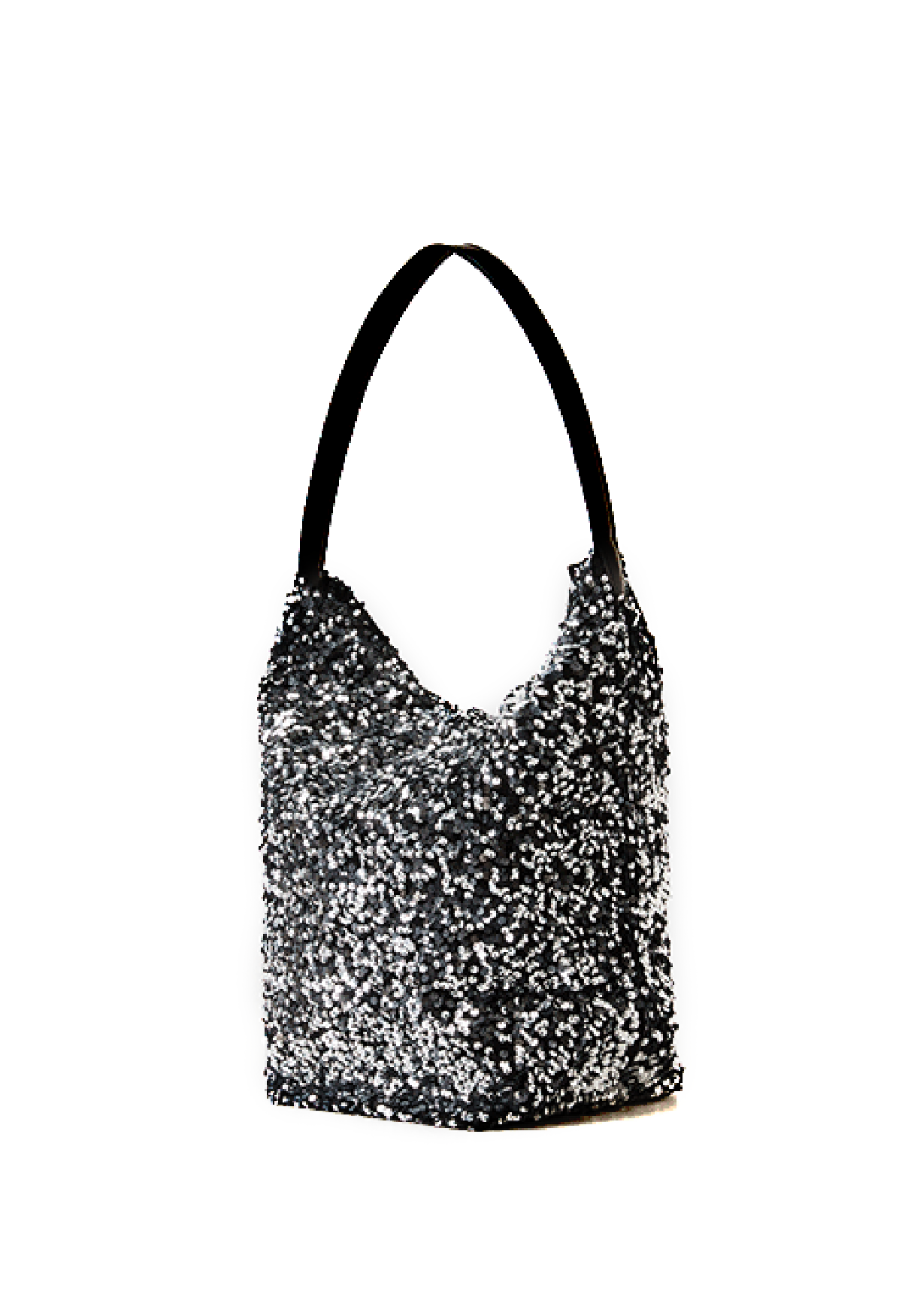 Sac seau en faux cuir à sequins en argent