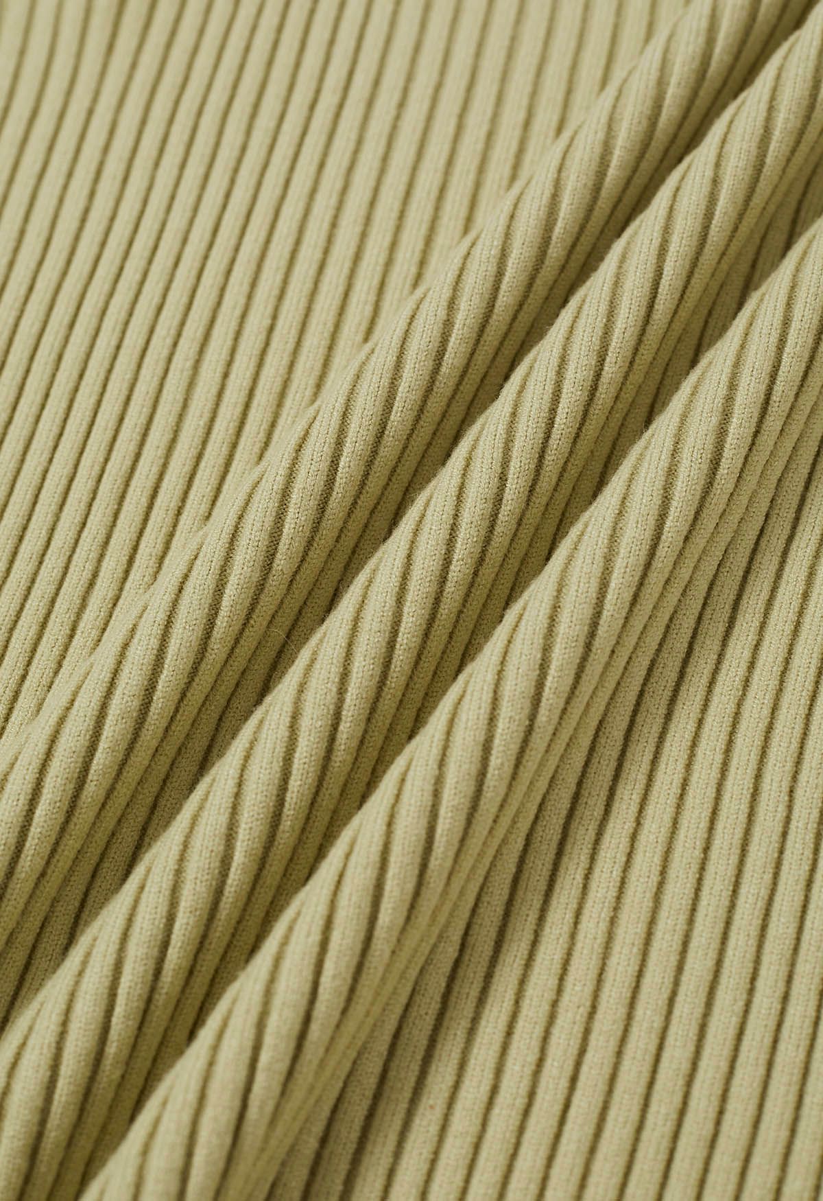 Pull polyvalent en tricot côtelé à col roulé en pistache