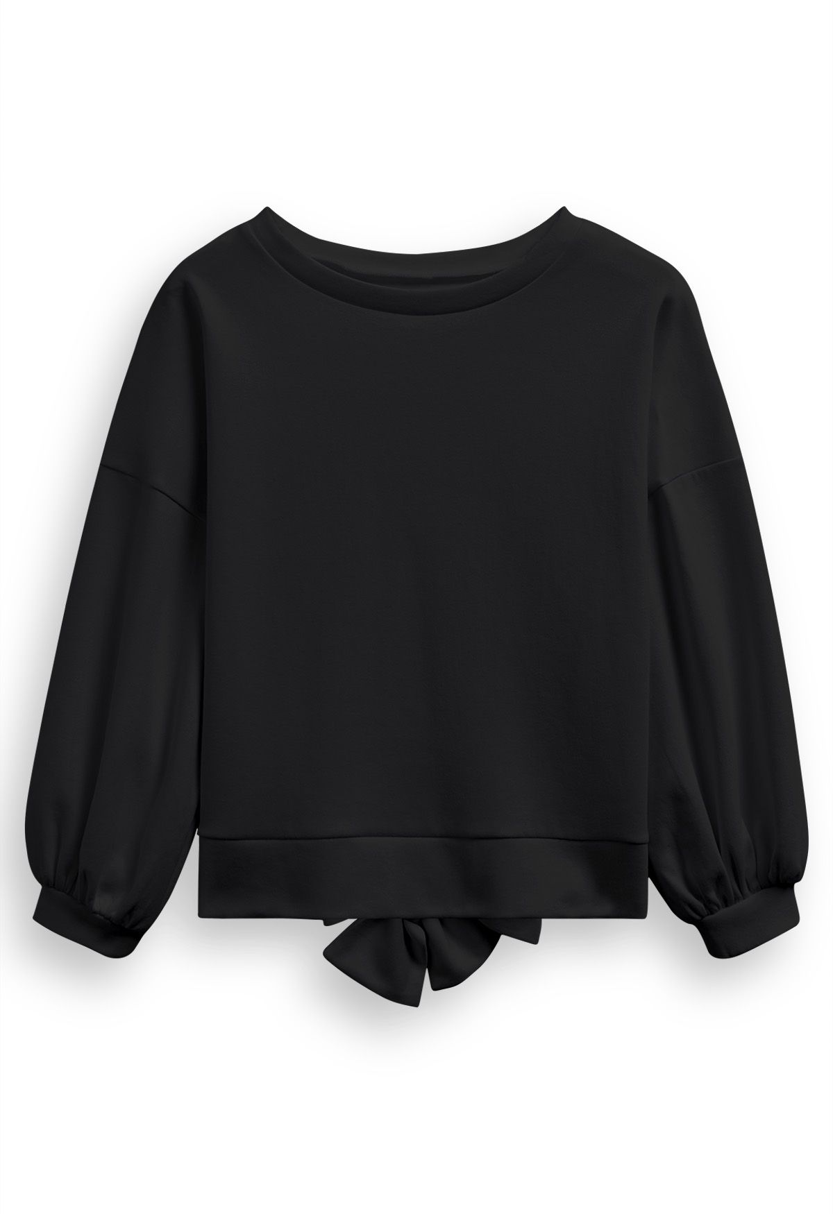 Sweat-shirt en coton avec nœud au dos, noir