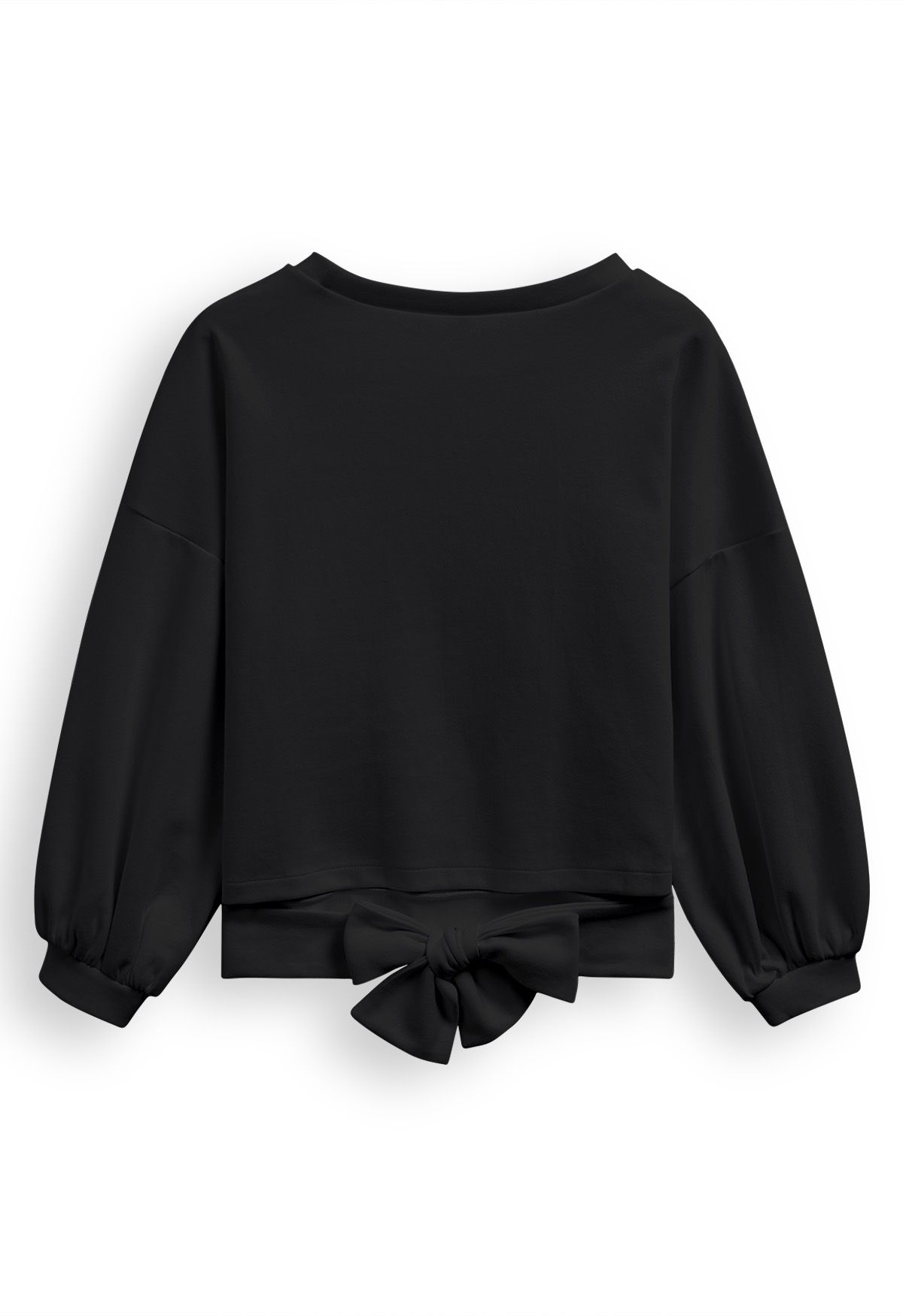 Sweat-shirt en coton avec nœud au dos, noir