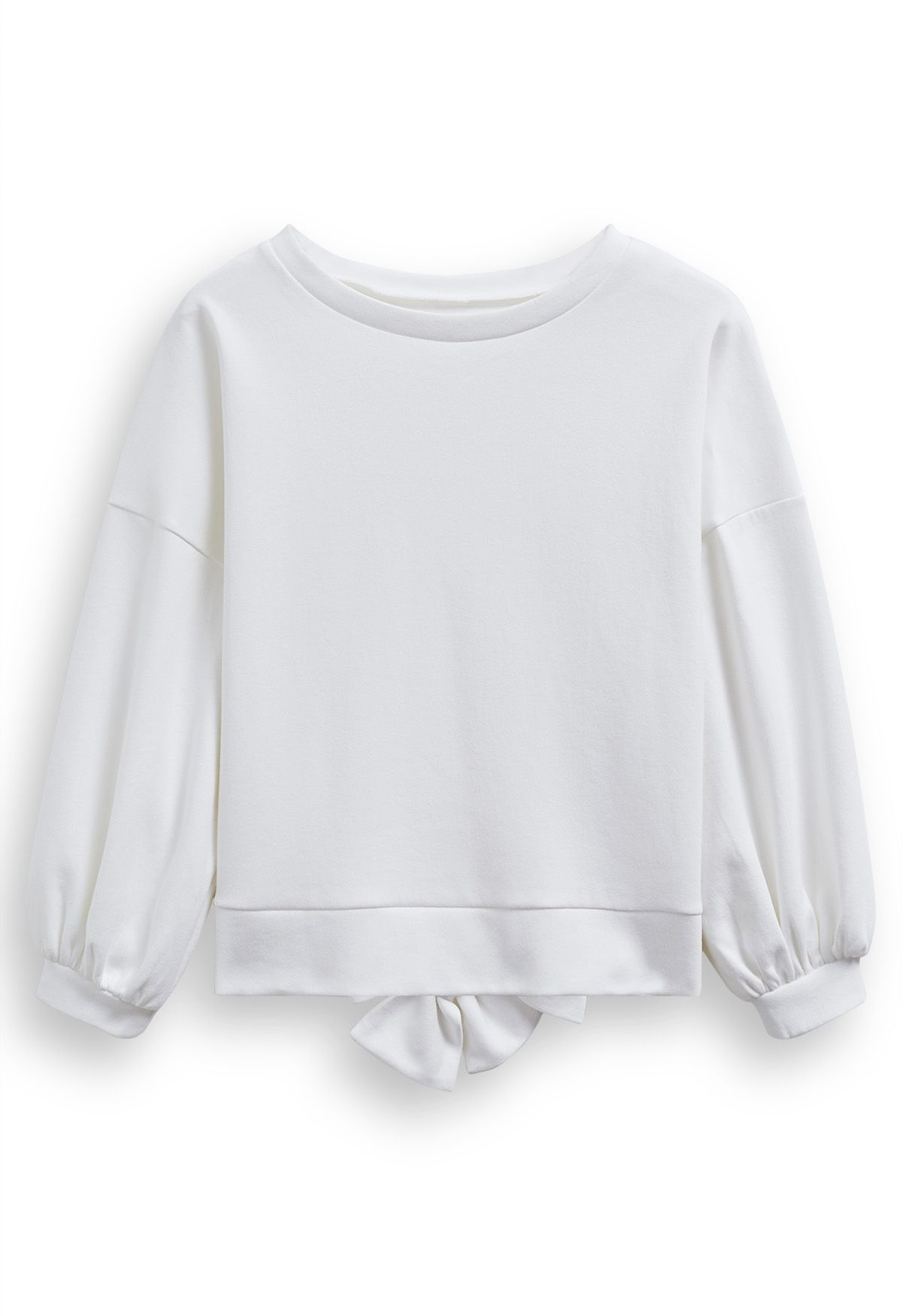 Sweat-shirt en coton avec nœud au dos, blanc