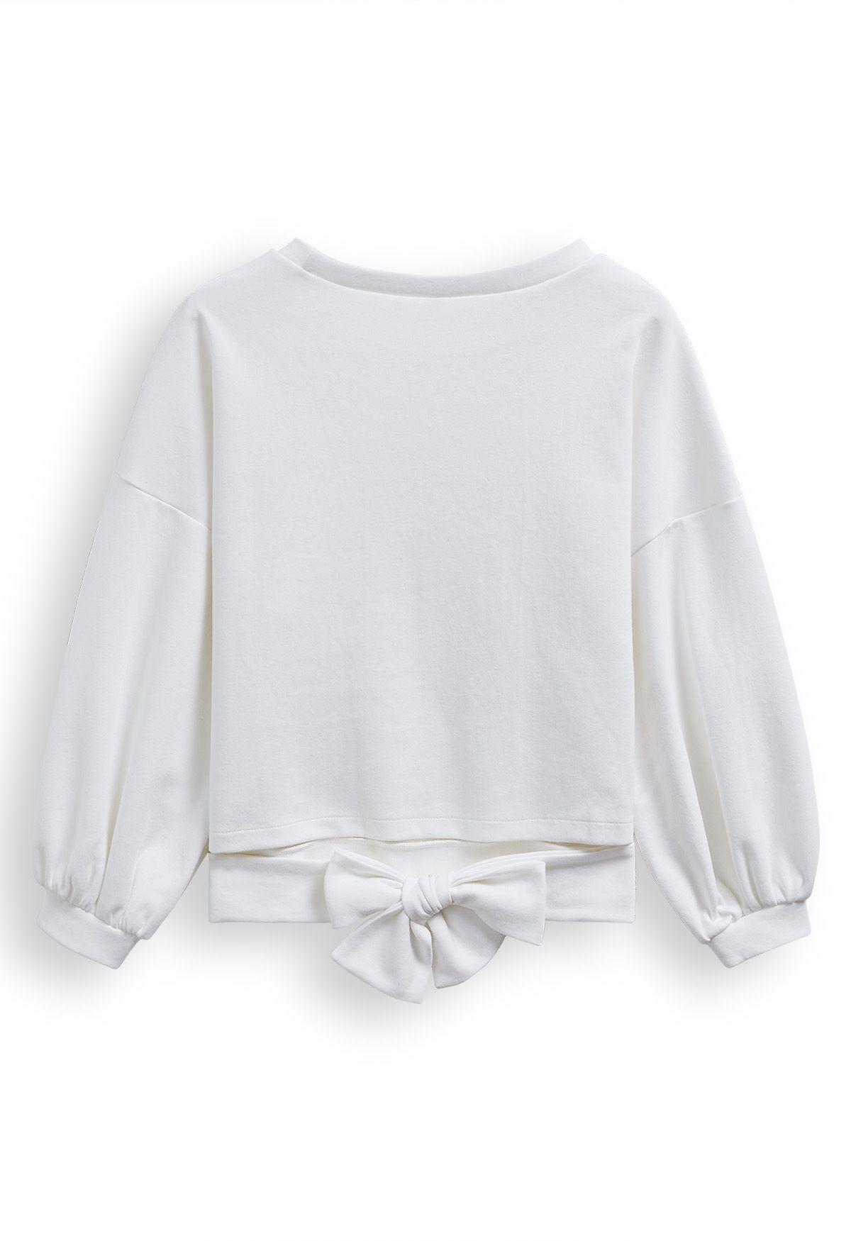 Sweat-shirt en coton avec nœud au dos, blanc