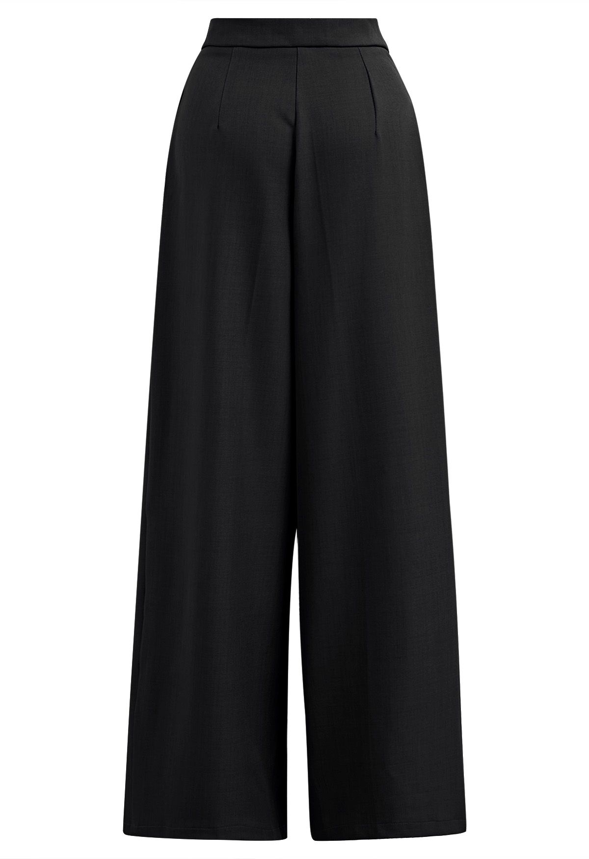 Pantalon droit avec poches latérales et ceinture fixe en noir