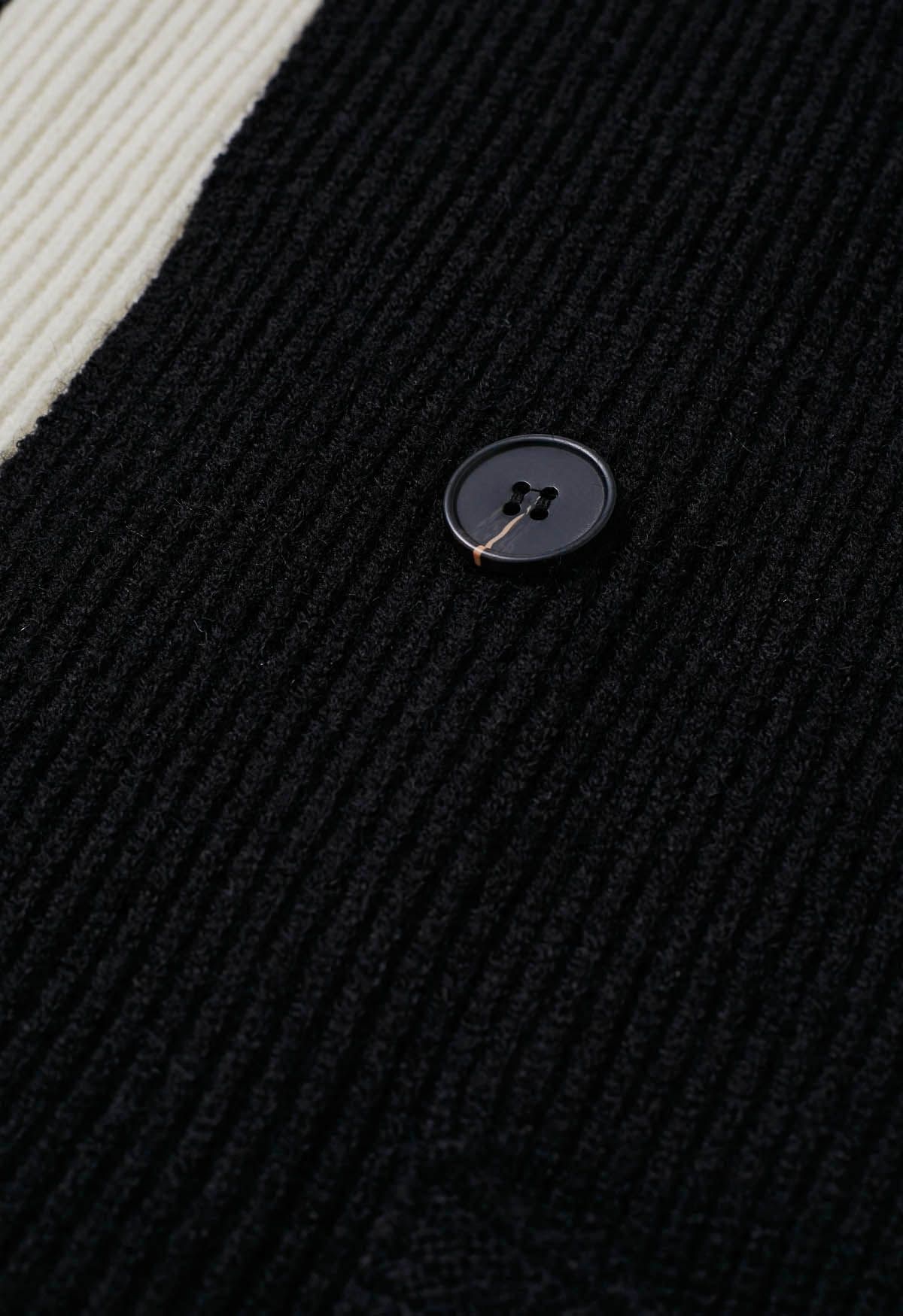 Faux manteau long à capuche deux pièces contrasté en noir