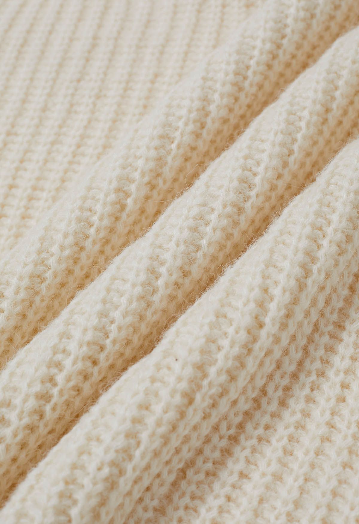 Pull en tricot côtelé de couleur unie en ivoire