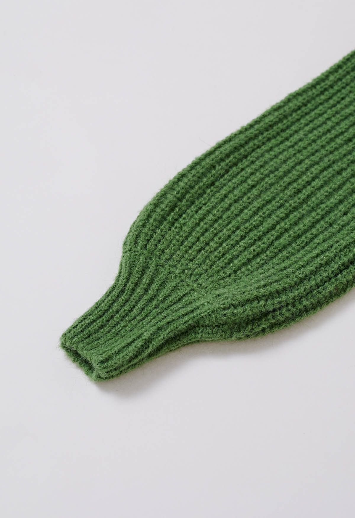 Pull en tricot côtelé de couleur unie en vert