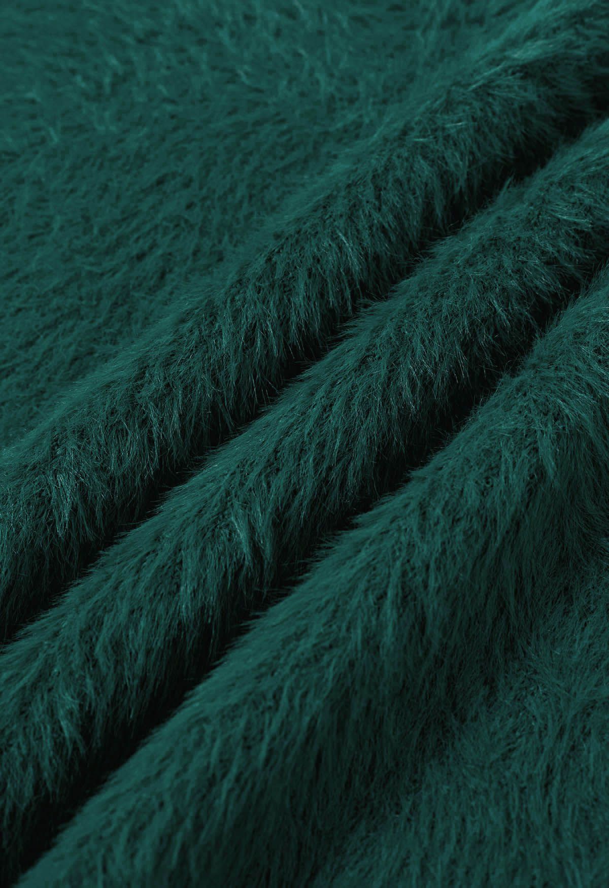 Pull en tricot pelucheux de couleur unie en vert
