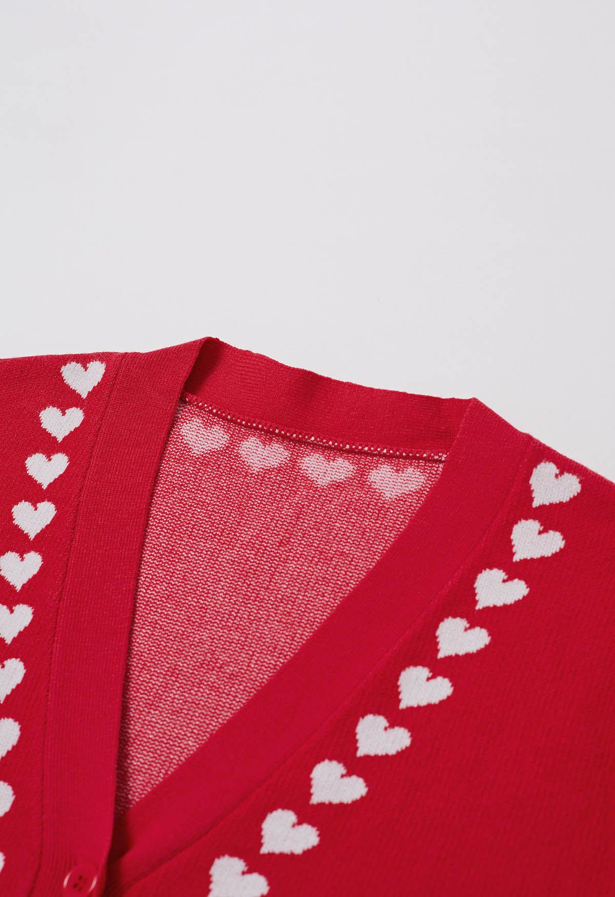Cardigan en tricot boutonné petits cœurs